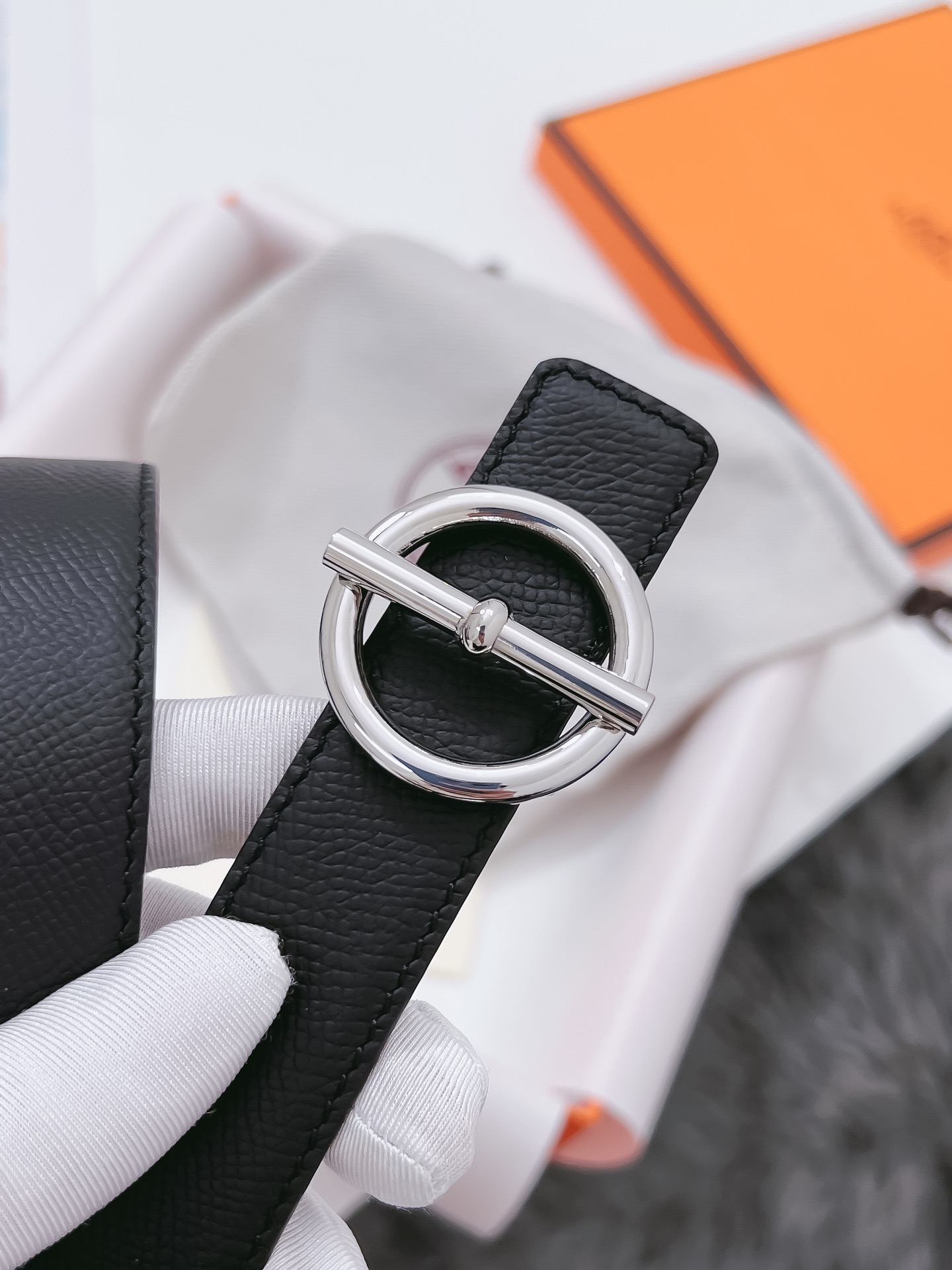 Hermès Female Basic Belt Cow Leather Black 110cm-m