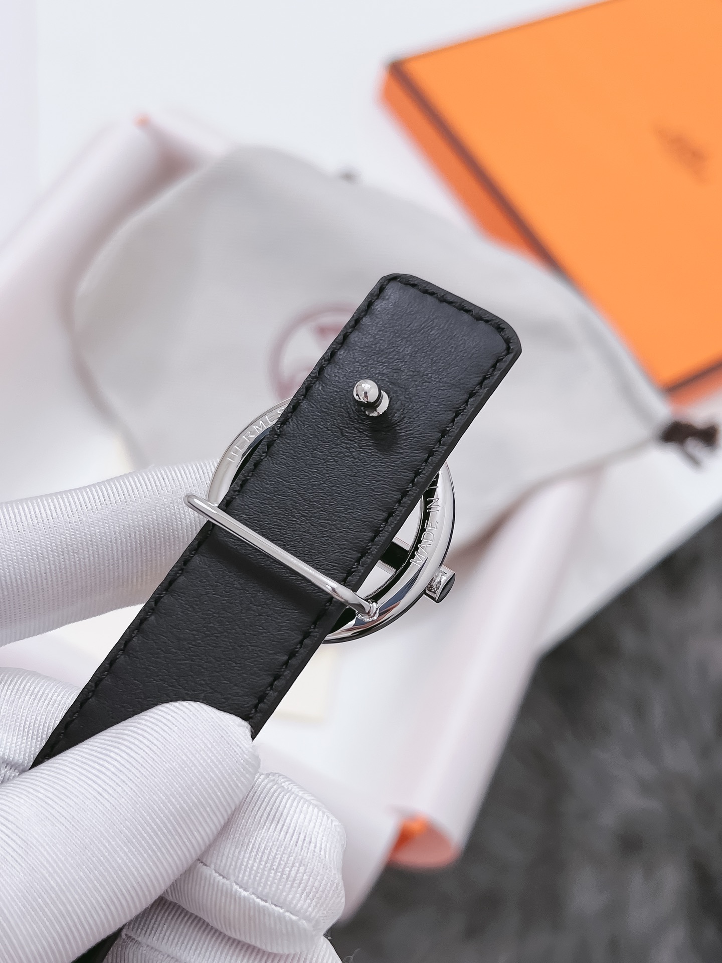 Hermès Female Basic Belt Cow Leather Black 110cm-m