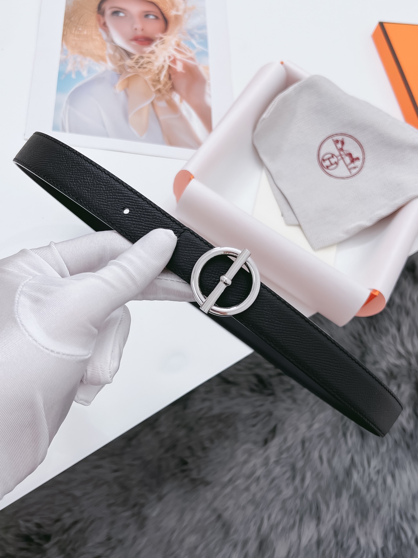 Hermès Female Basic Belt Cow Leather Black 110cm-m