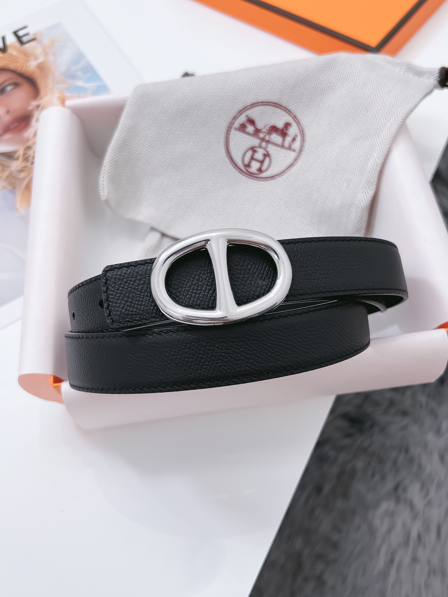 Hermès Female Basic Belt Cow Leather Black 110cm-m