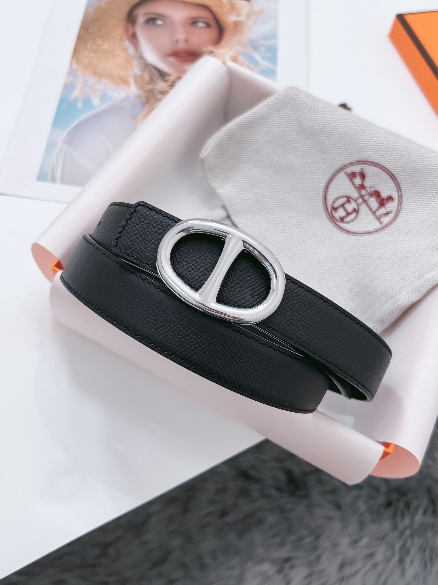 Hermès Female Basic Belt Cow Leather Black 110cm-m