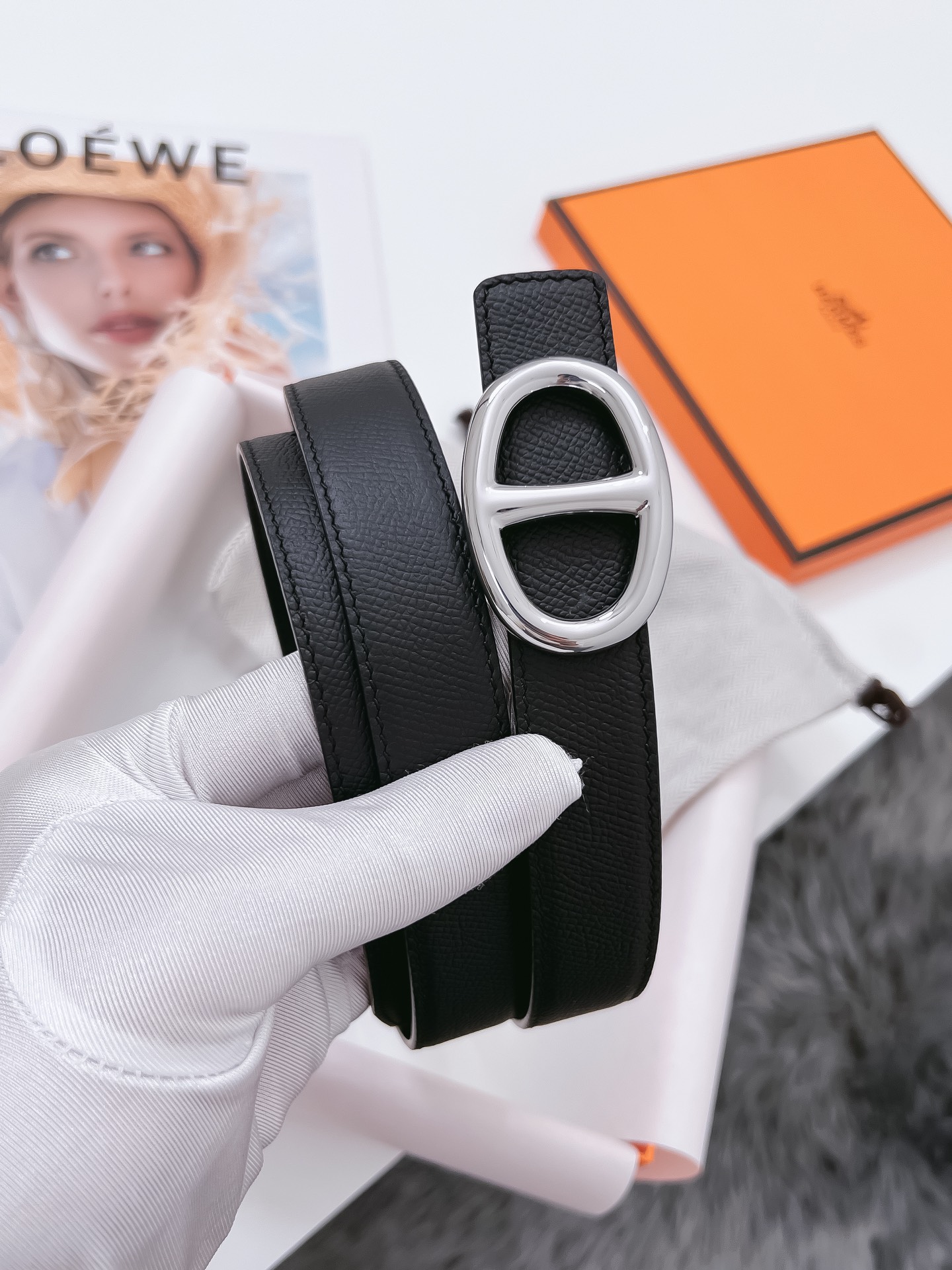 Hermès Female Basic Belt Cow Leather Black 110cm-m