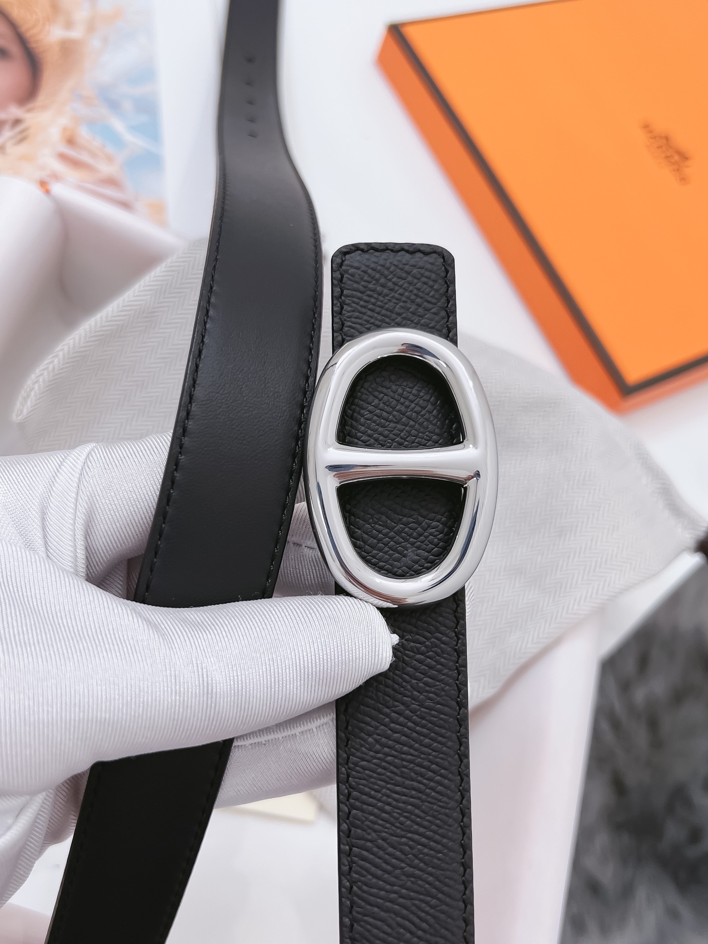 Hermès Female Basic Belt Cow Leather Black 110cm-m