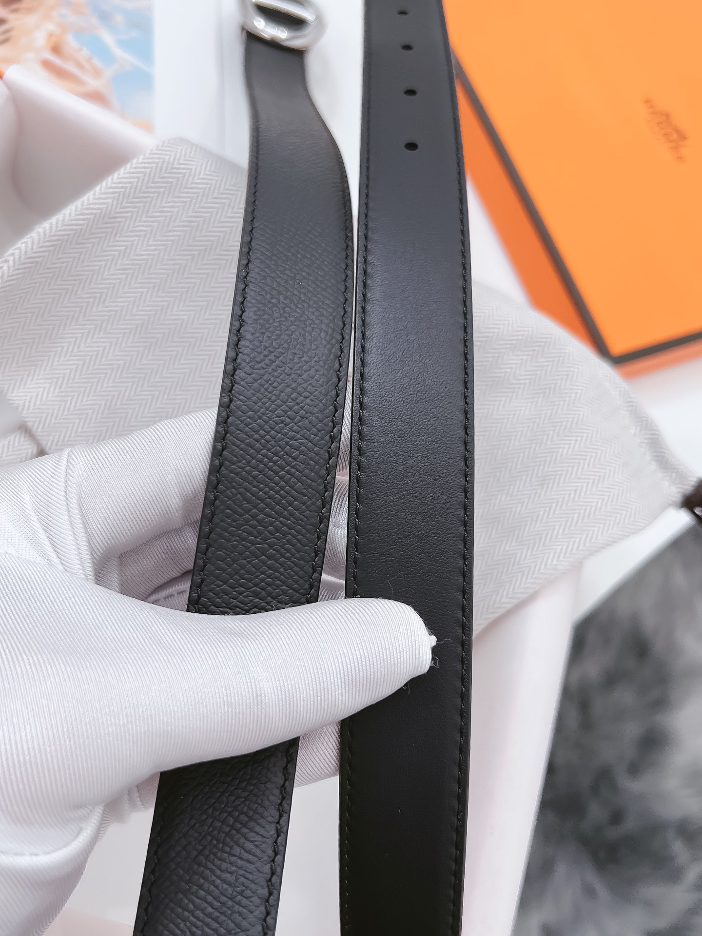 Hermès Female Basic Belt Cow Leather Black 110cm-m