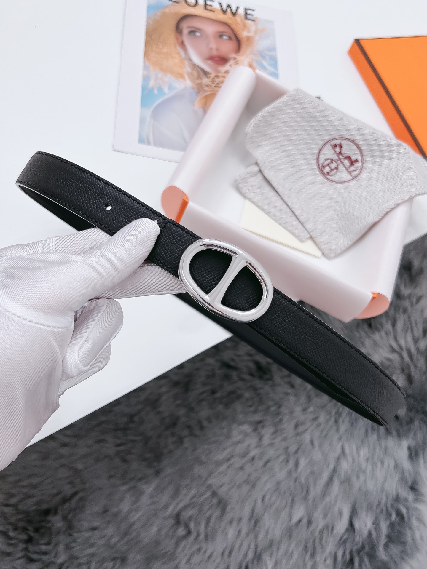 Hermès Female Basic Belt Cow Leather Black 110cm-m