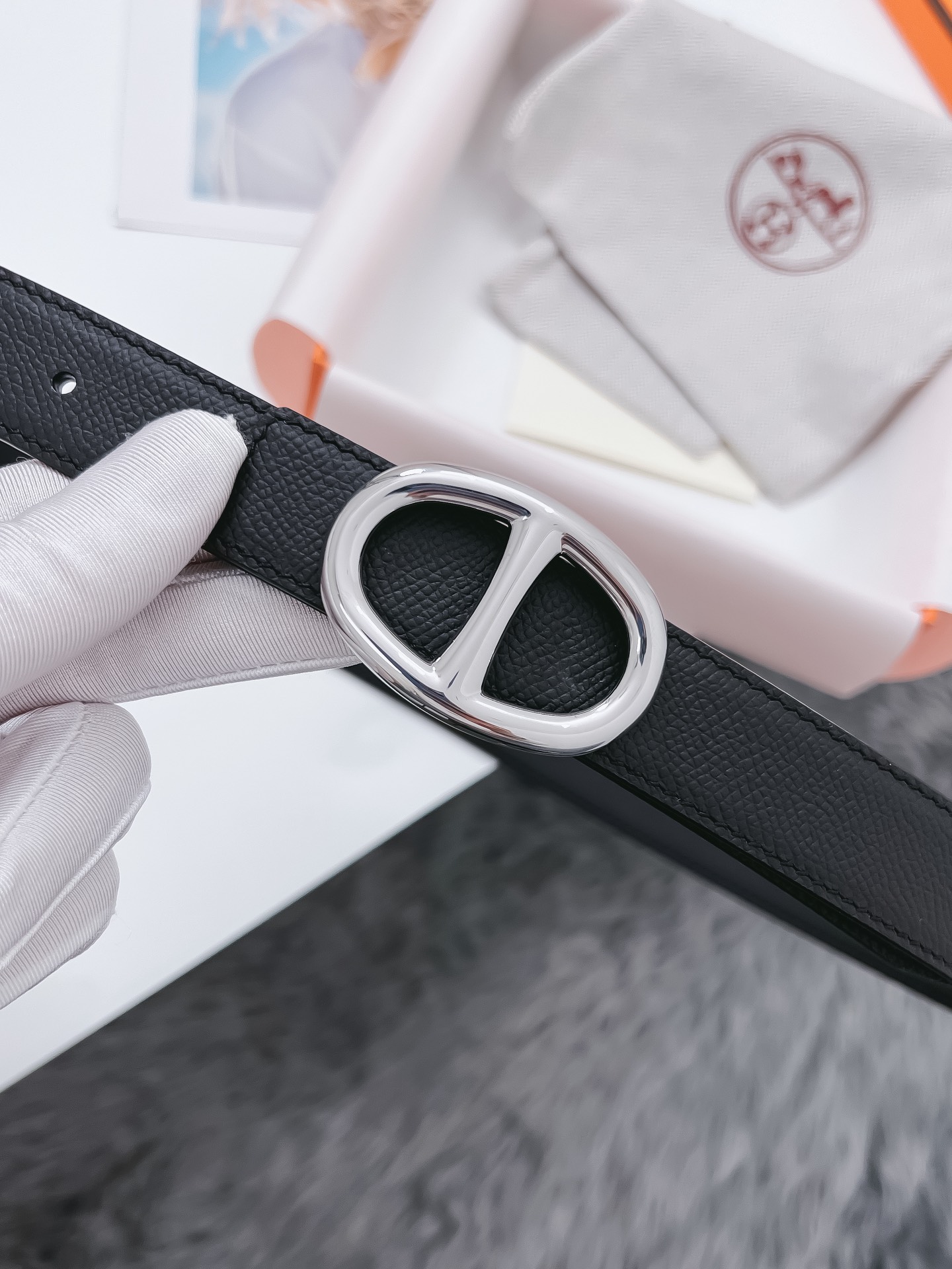 Hermès Female Basic Belt Cow Leather Black 110cm-m