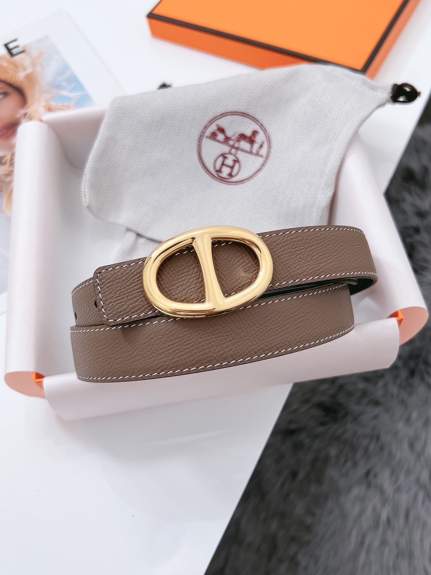 Hermès Female Basic Belt Cow Leather Black 110cm-m