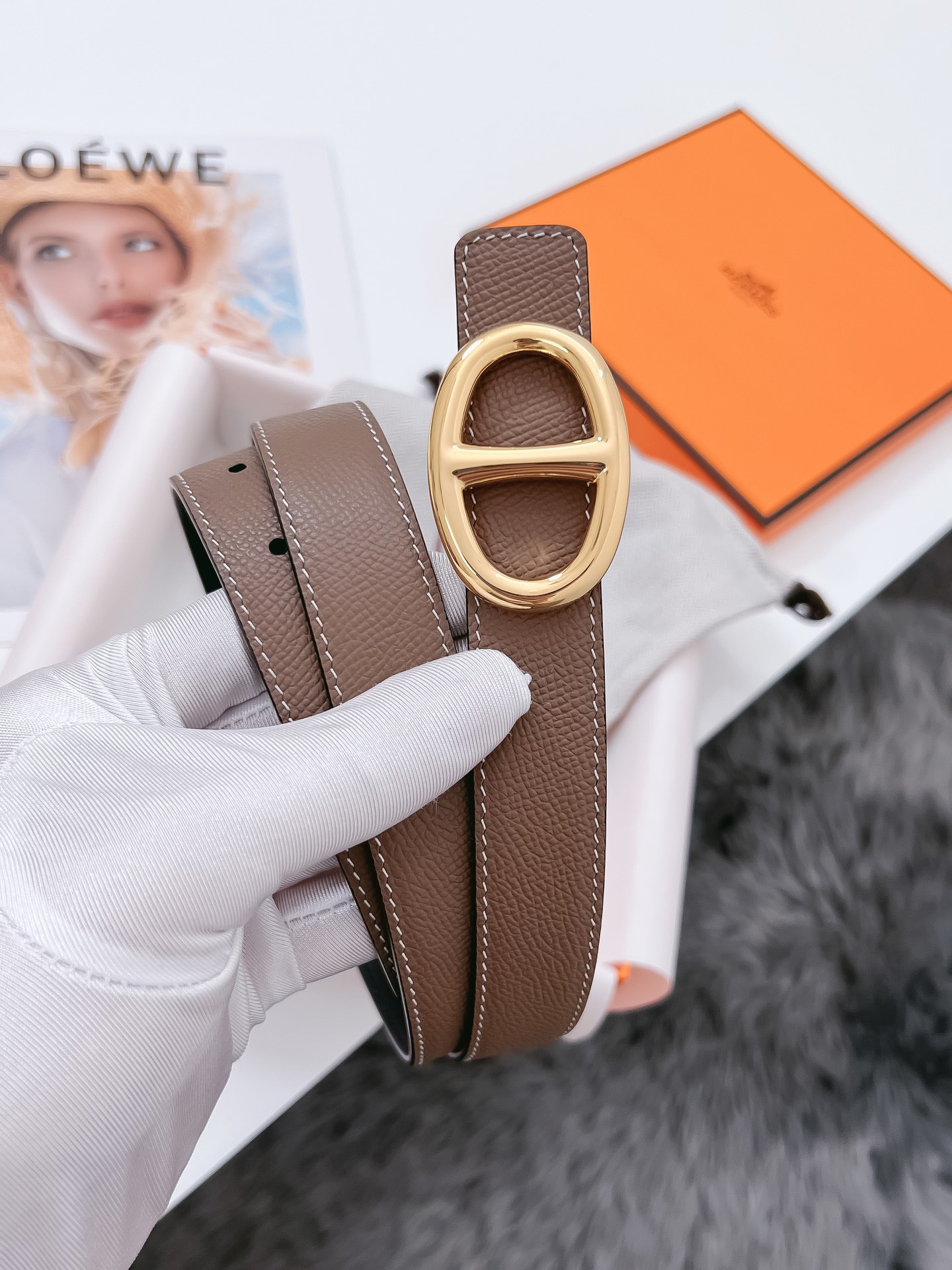 Hermès Female Basic Belt Cow Leather Black 110cm-m