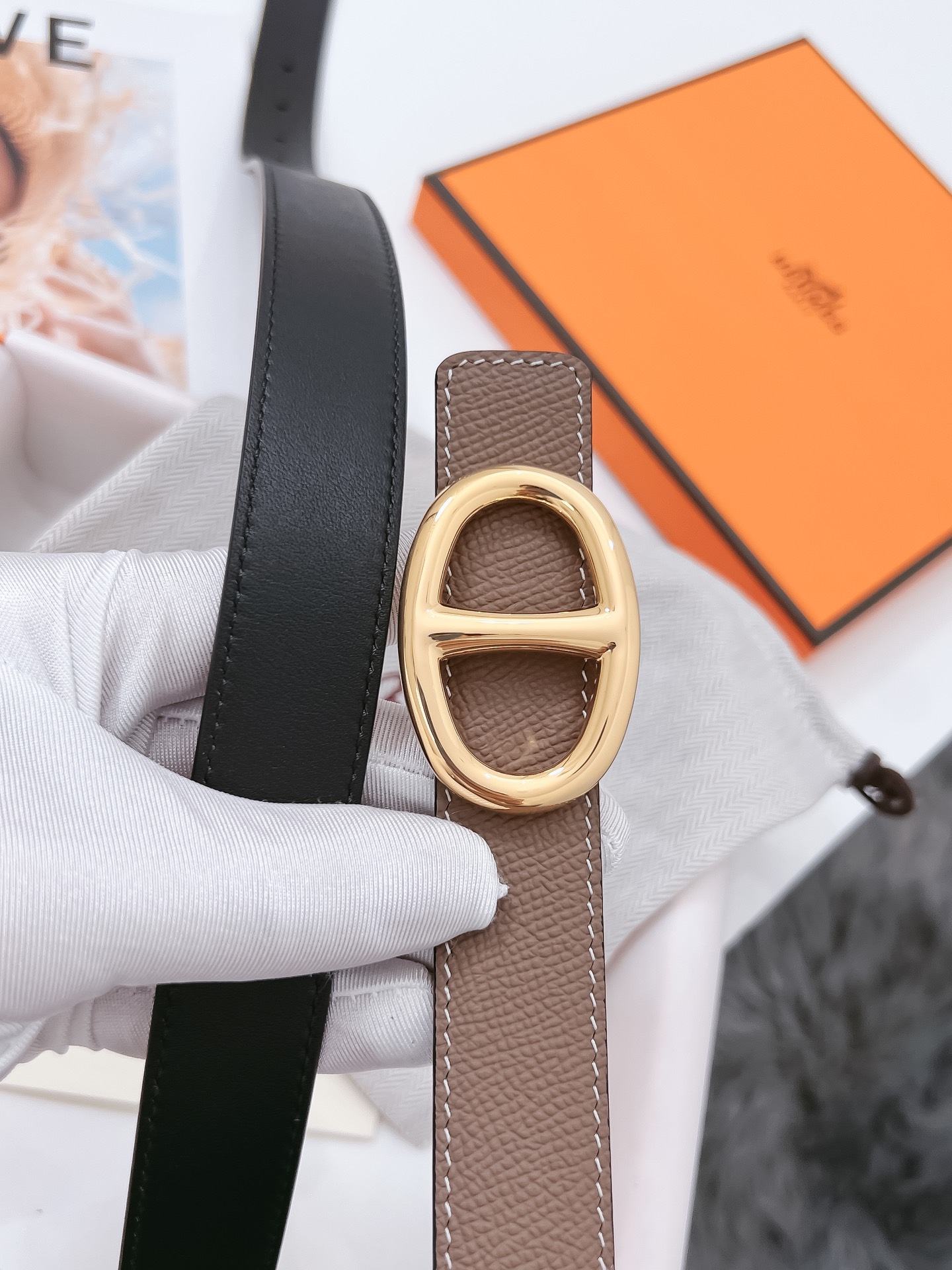 Hermès Female Basic Belt Cow Leather Black 110cm-m