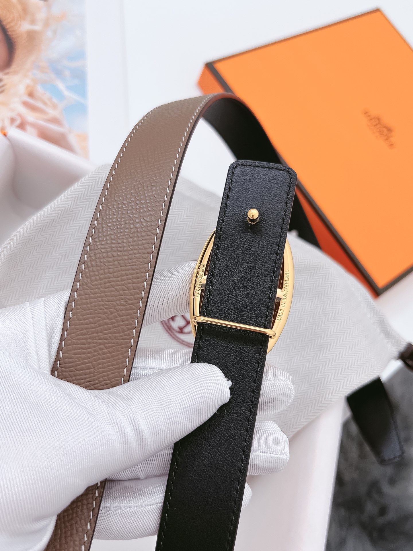 Hermès Female Basic Belt Cow Leather Black 110cm-m