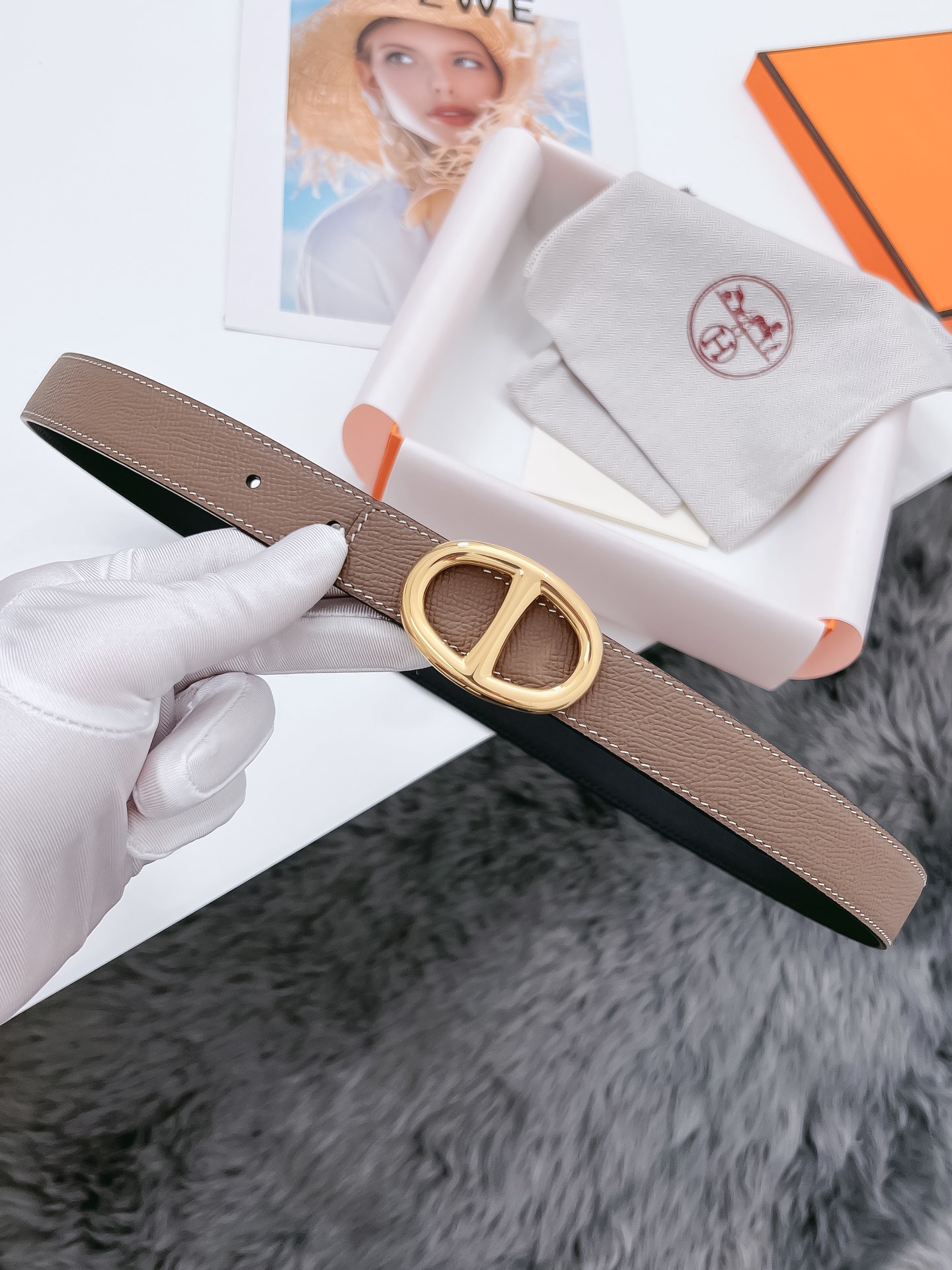 Hermès Female Basic Belt Cow Leather Black 110cm-m