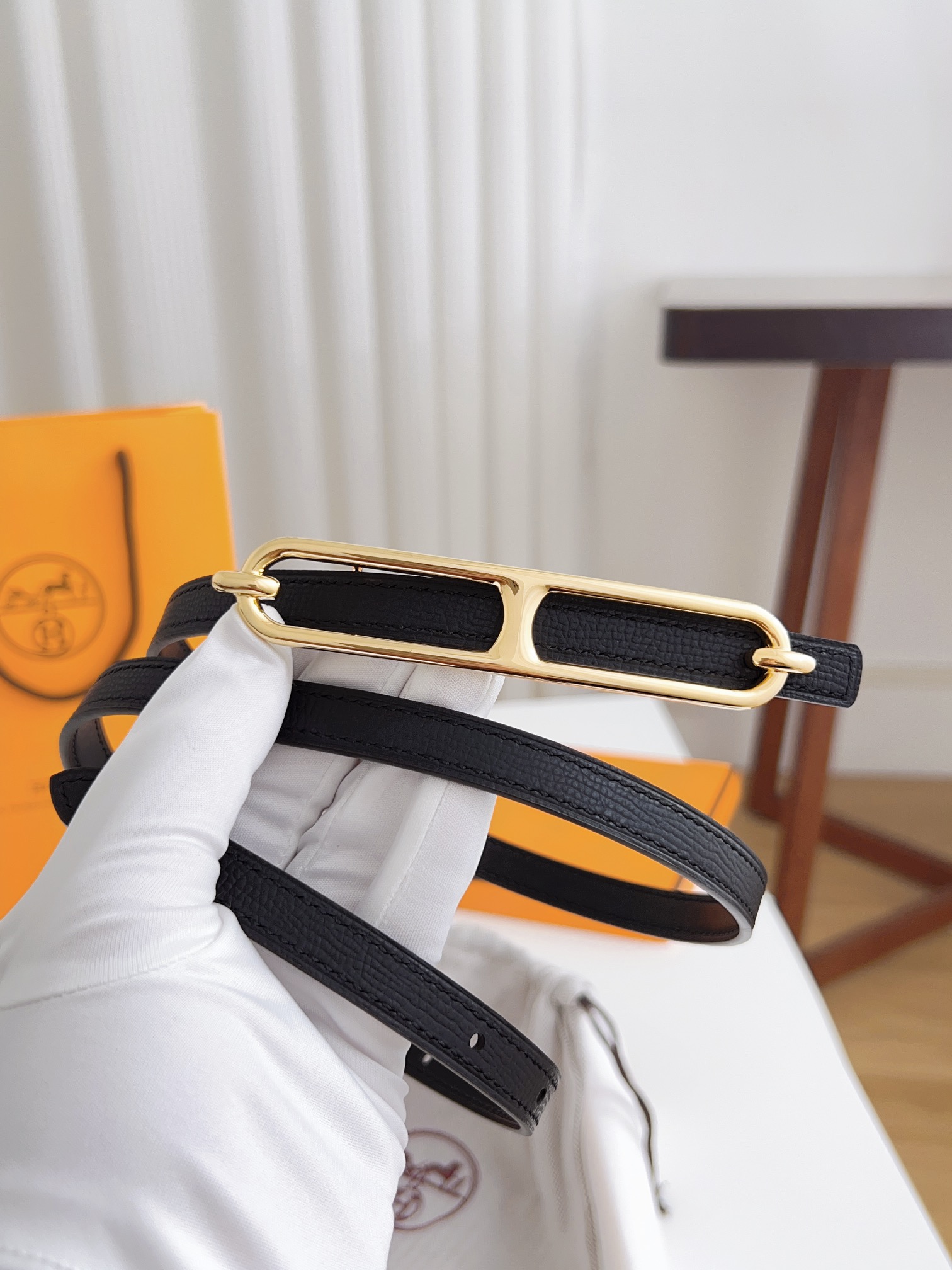 Hermès Female Basic Belt Cow Leather Silver 110cm-m