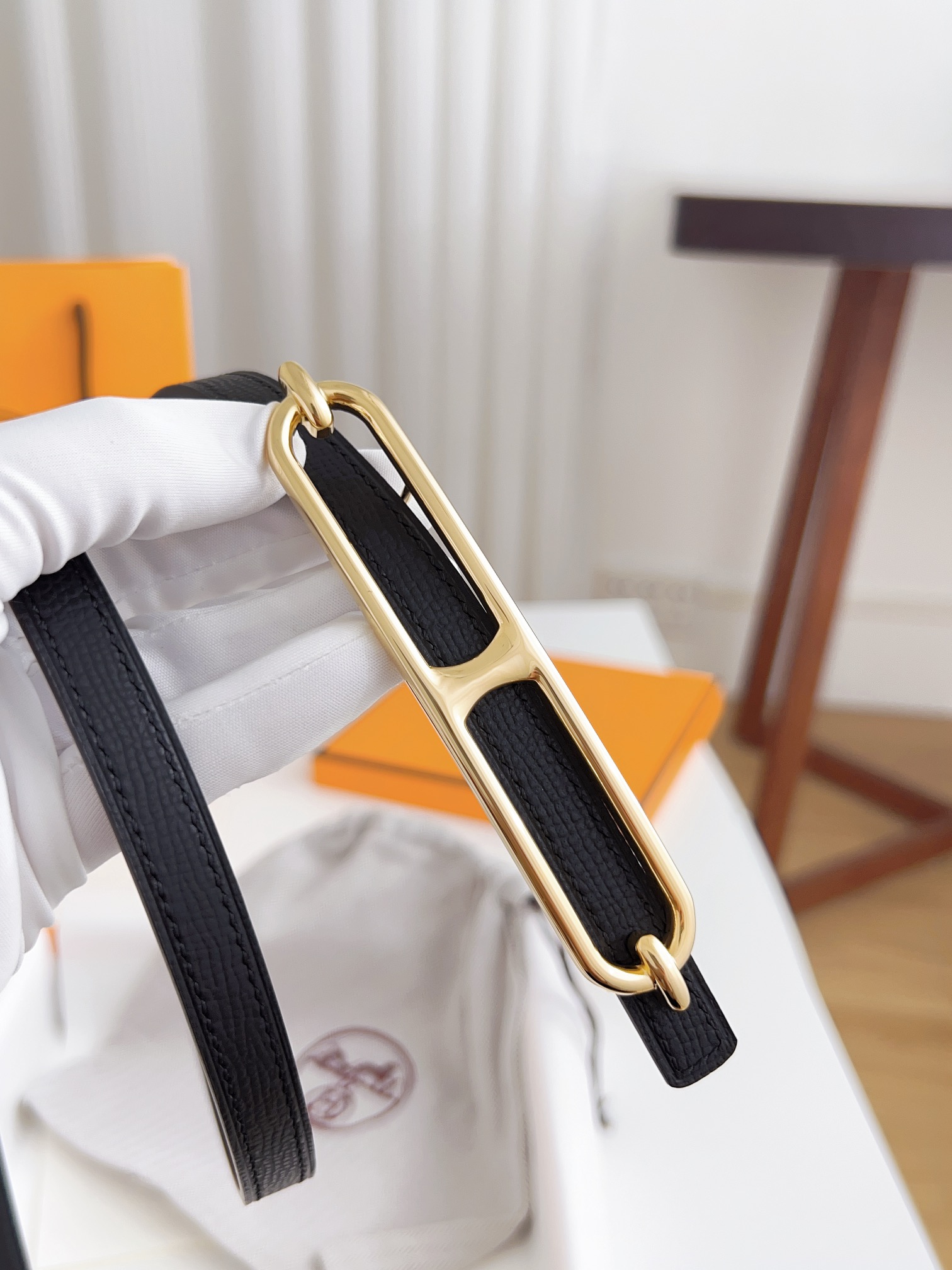 Hermès Female Basic Belt Cow Leather Silver 110cm-m