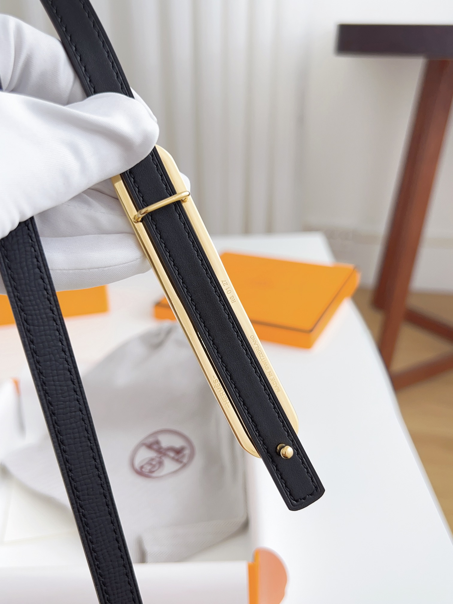 Hermès Female Basic Belt Cow Leather Silver 110cm-m