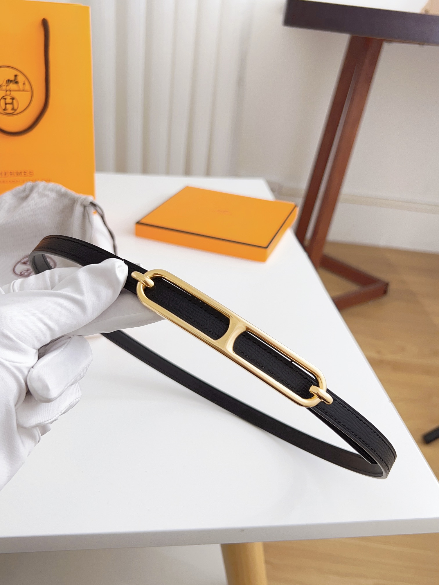 Hermès Female Basic Belt Cow Leather Silver 110cm-m