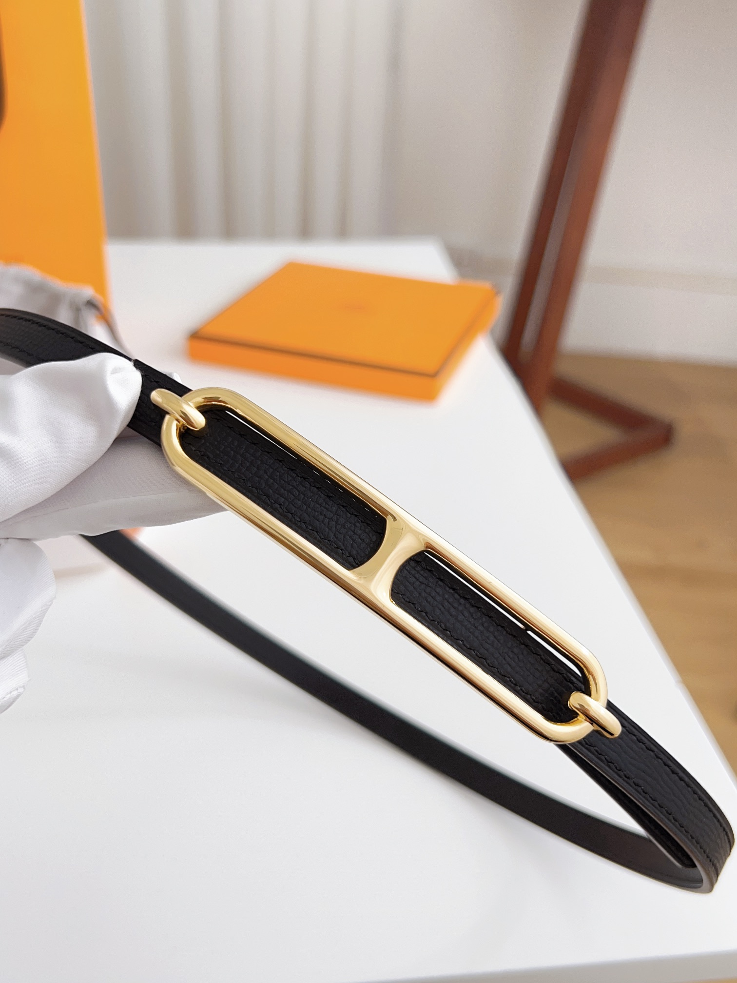 Hermès Female Basic Belt Cow Leather Silver 110cm-m