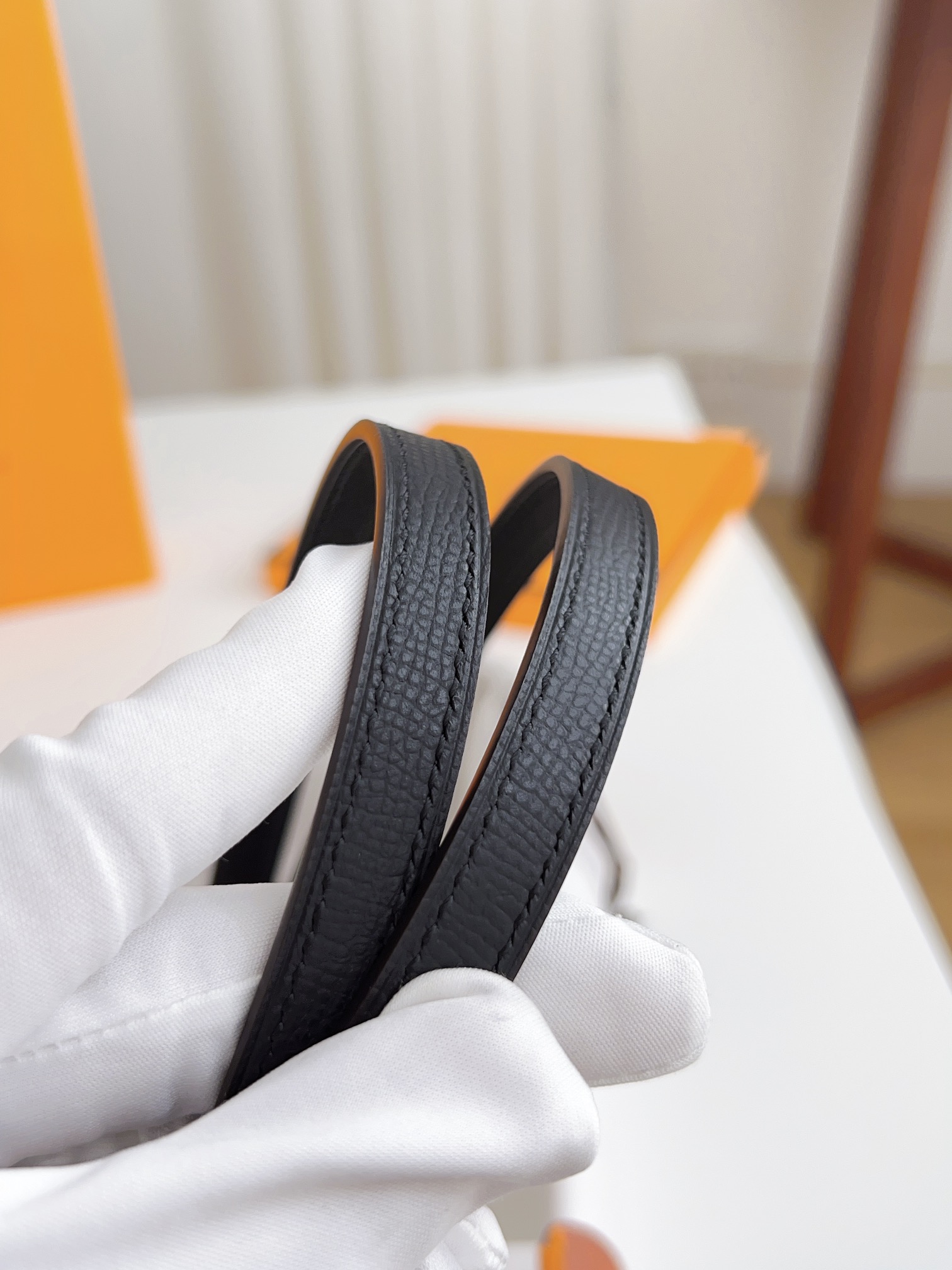 Hermès Female Basic Belt Cow Leather Silver 110cm-m