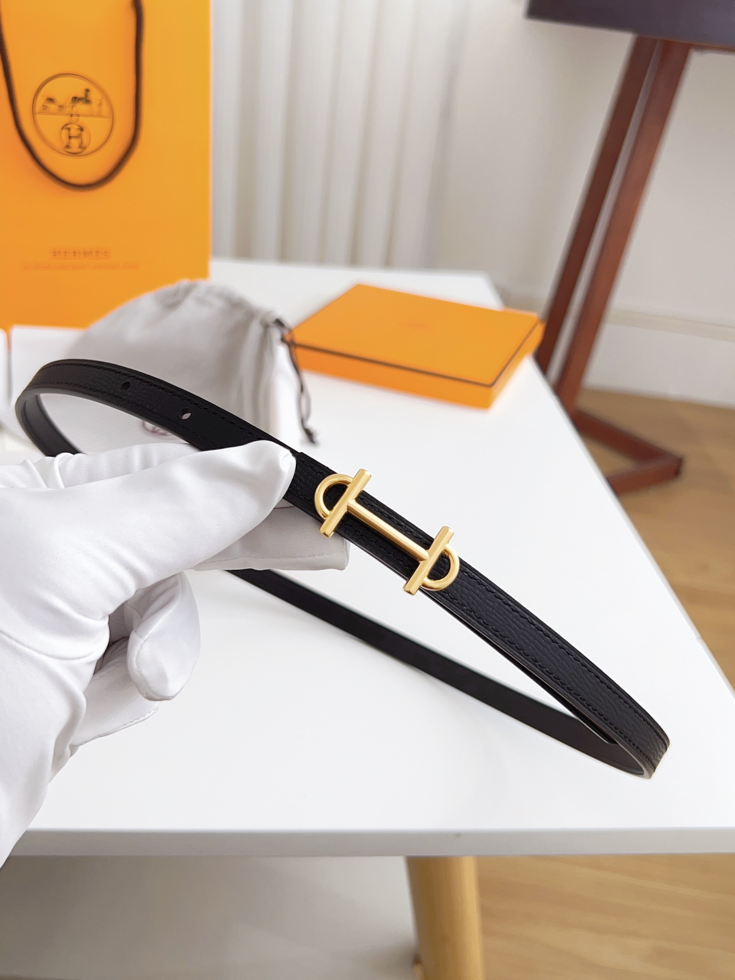 Hermès Female Basic Belt Cow Leather Silver 110cm-m