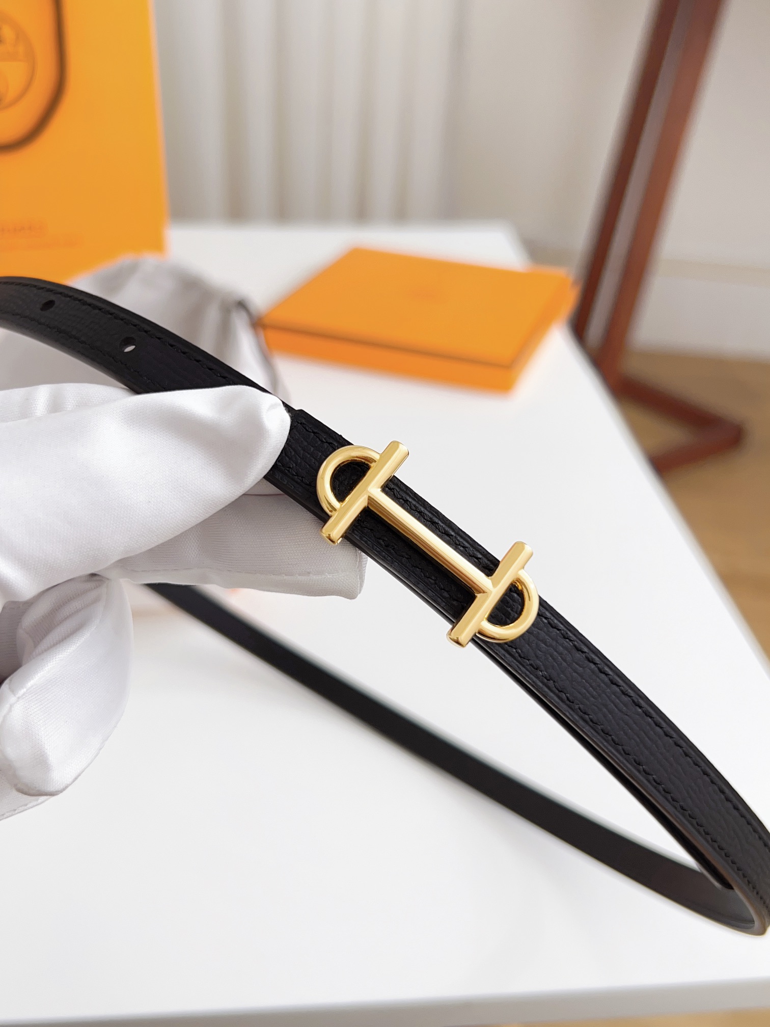 Hermès Female Basic Belt Cow Leather Silver 110cm-m