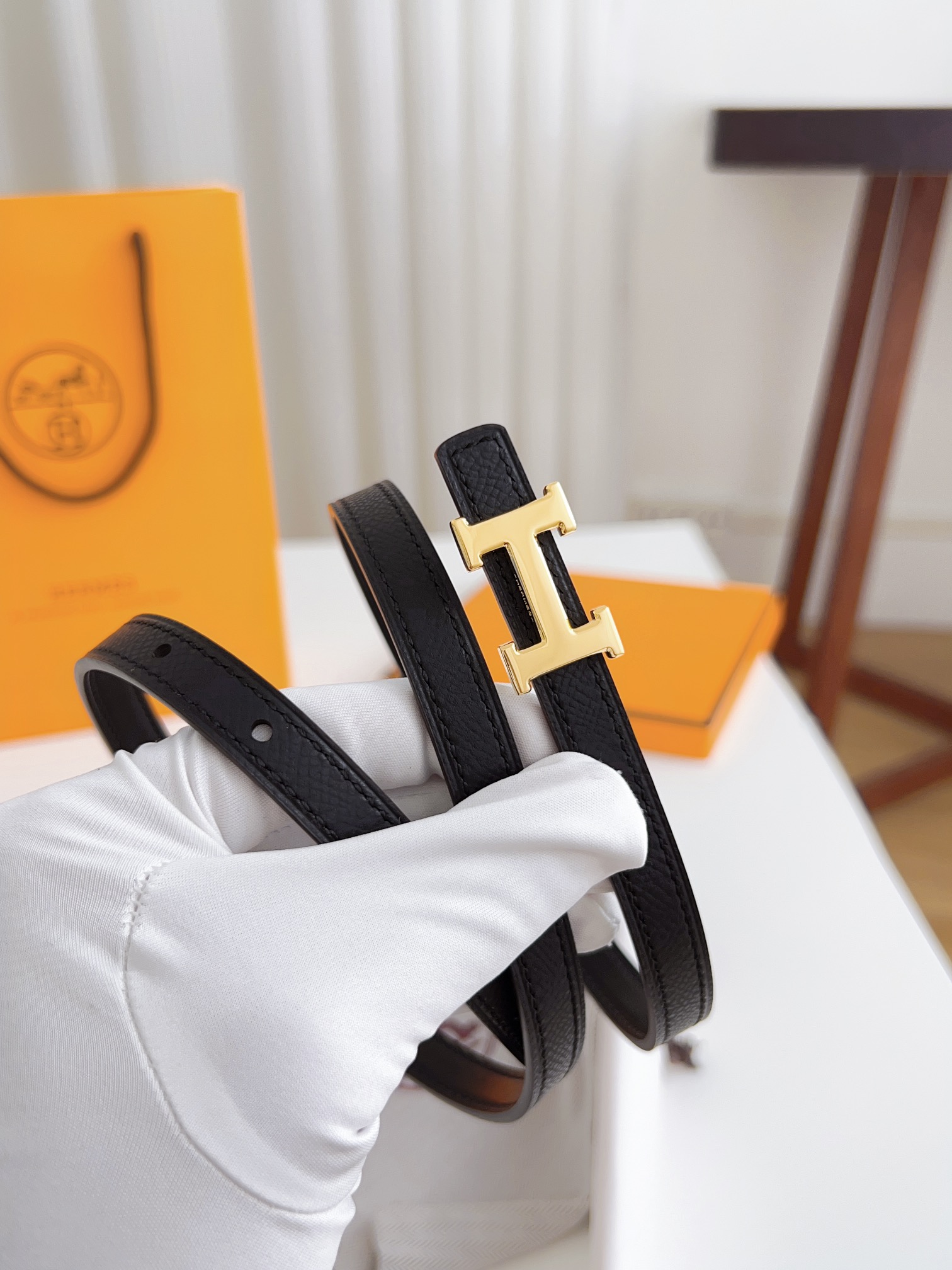 Hermès Female Basic Belt Cow Leather Silver 110cm-m