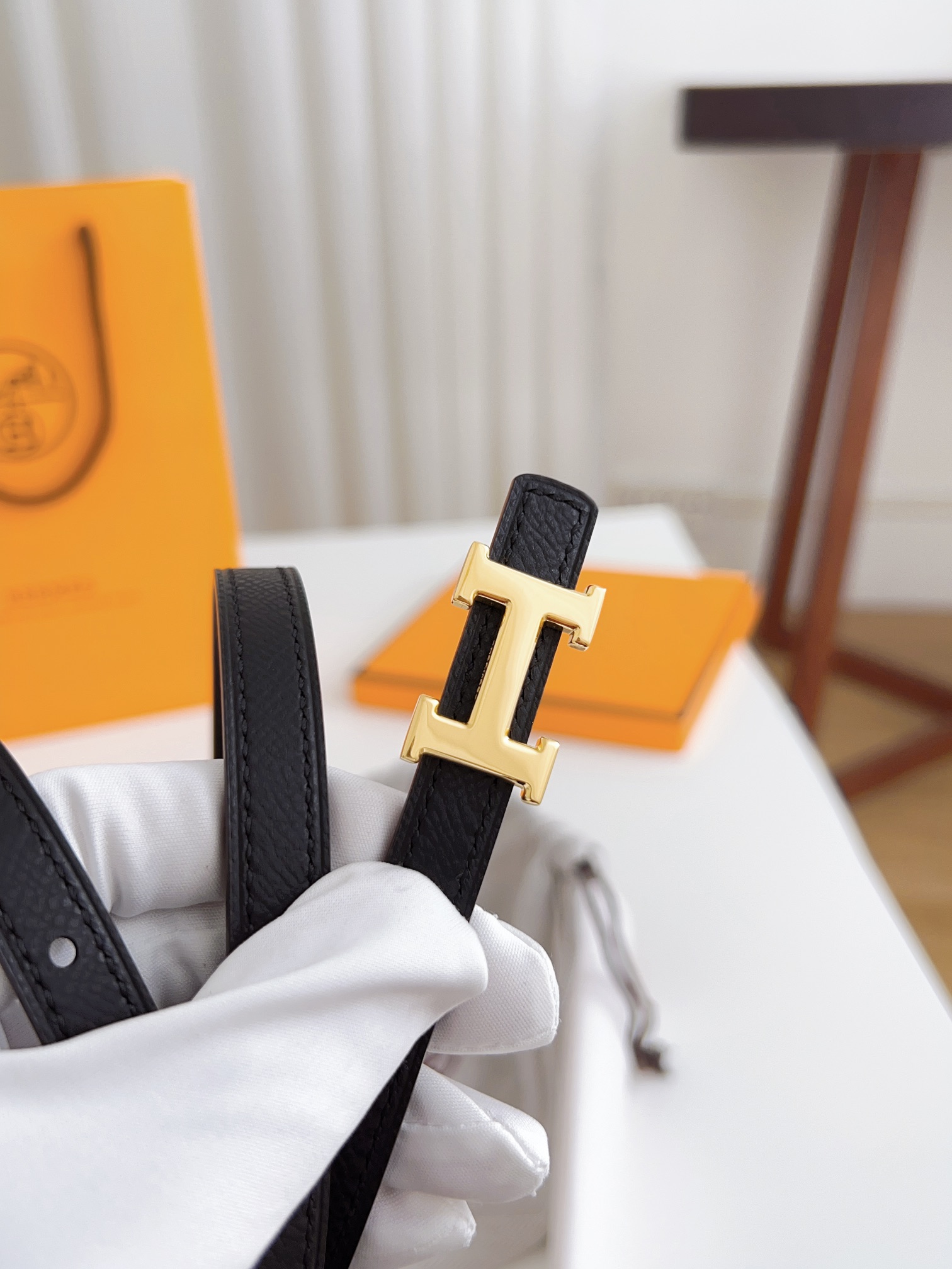 Hermès Female Basic Belt Cow Leather Silver 110cm-m