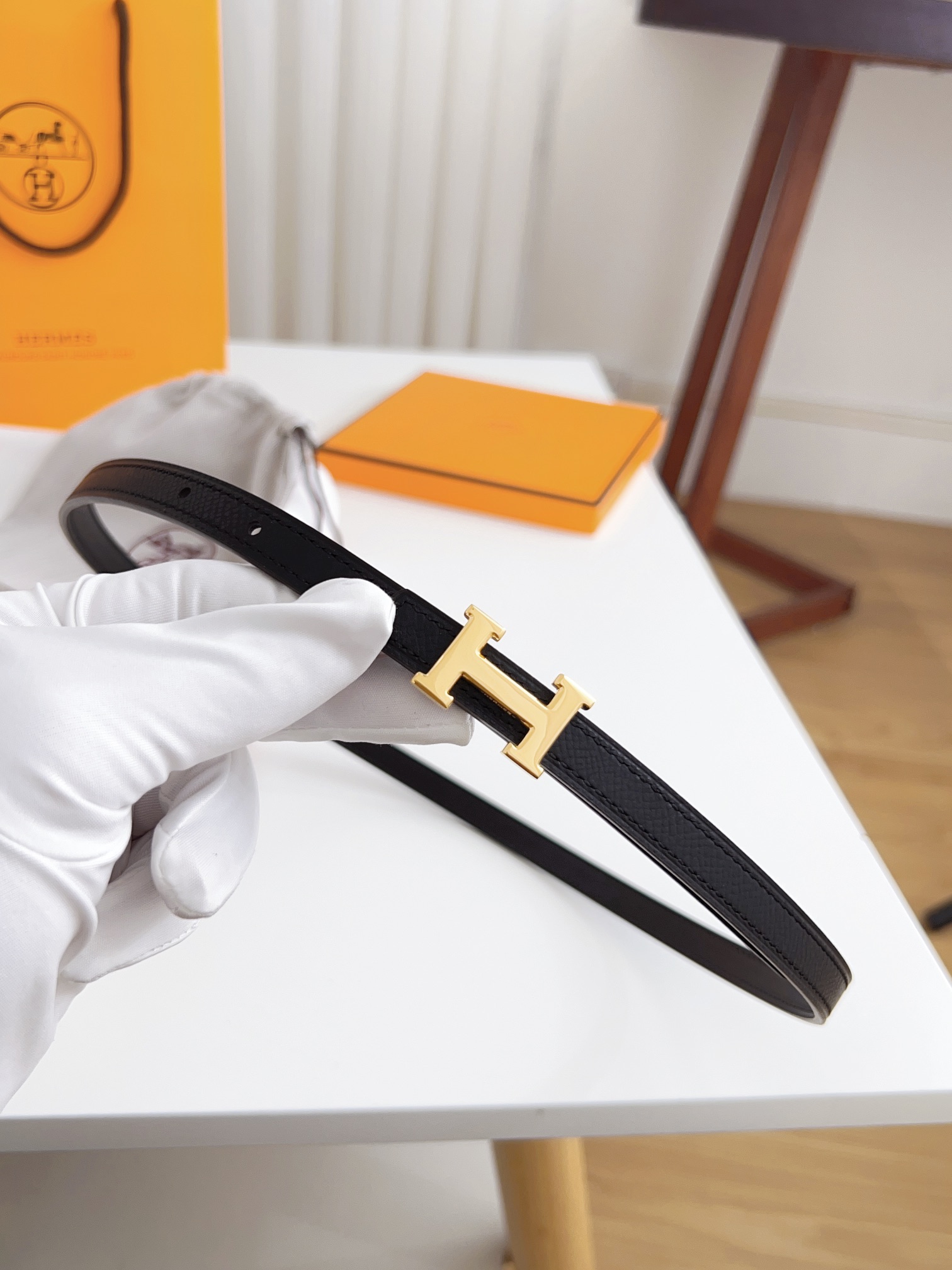 Hermès Female Basic Belt Cow Leather Silver 110cm-m