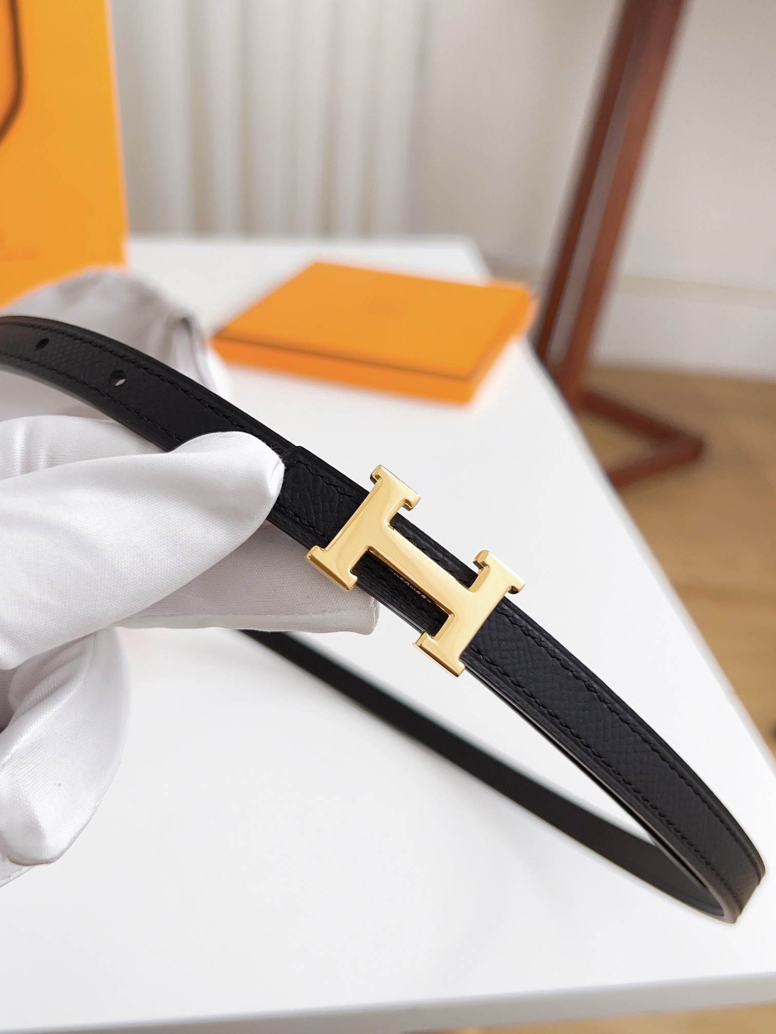 Hermès Female Basic Belt Cow Leather Silver 110cm-m