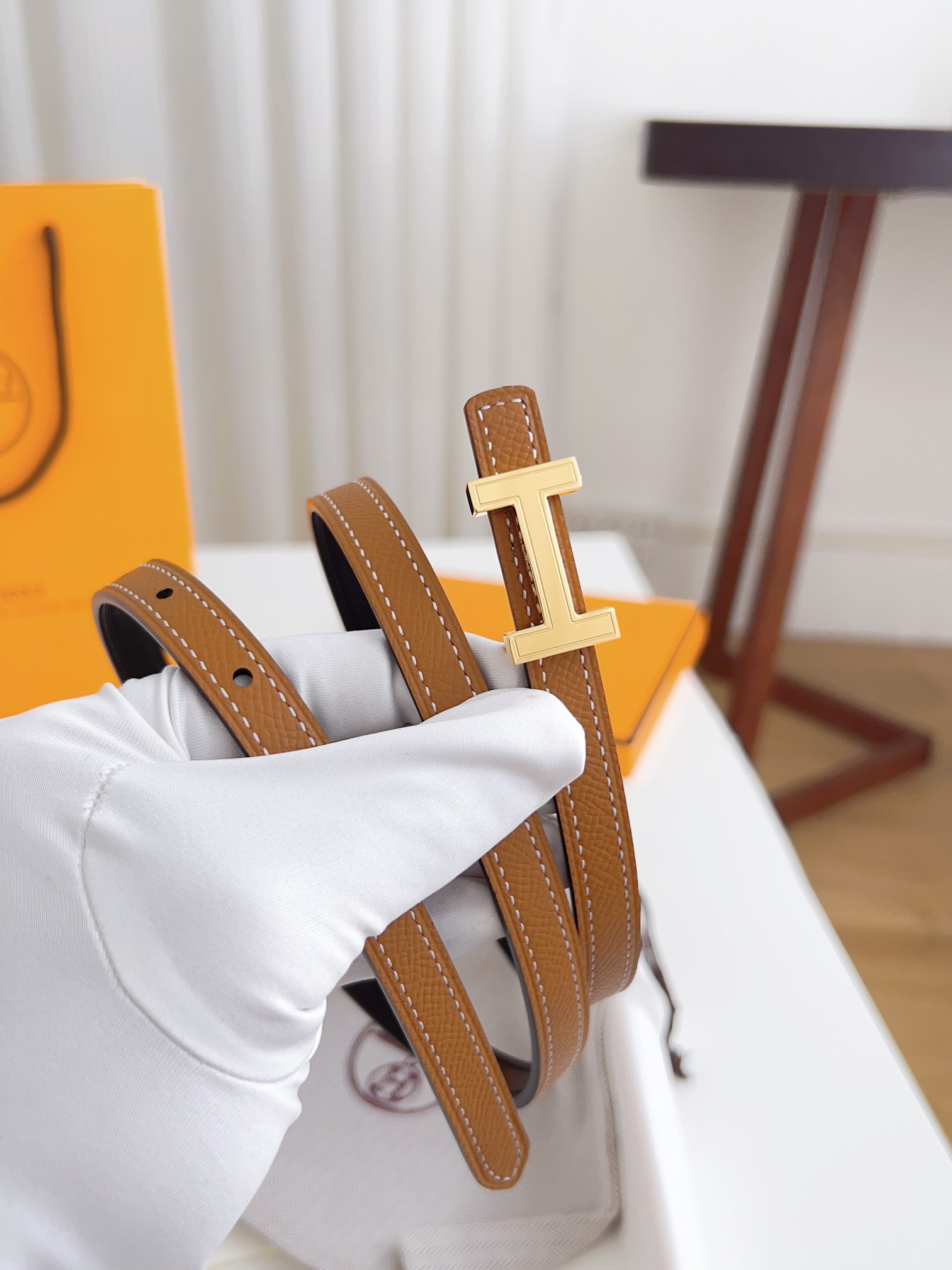 Hermès Female Basic Belt Cow Leather Silver 110cm-m