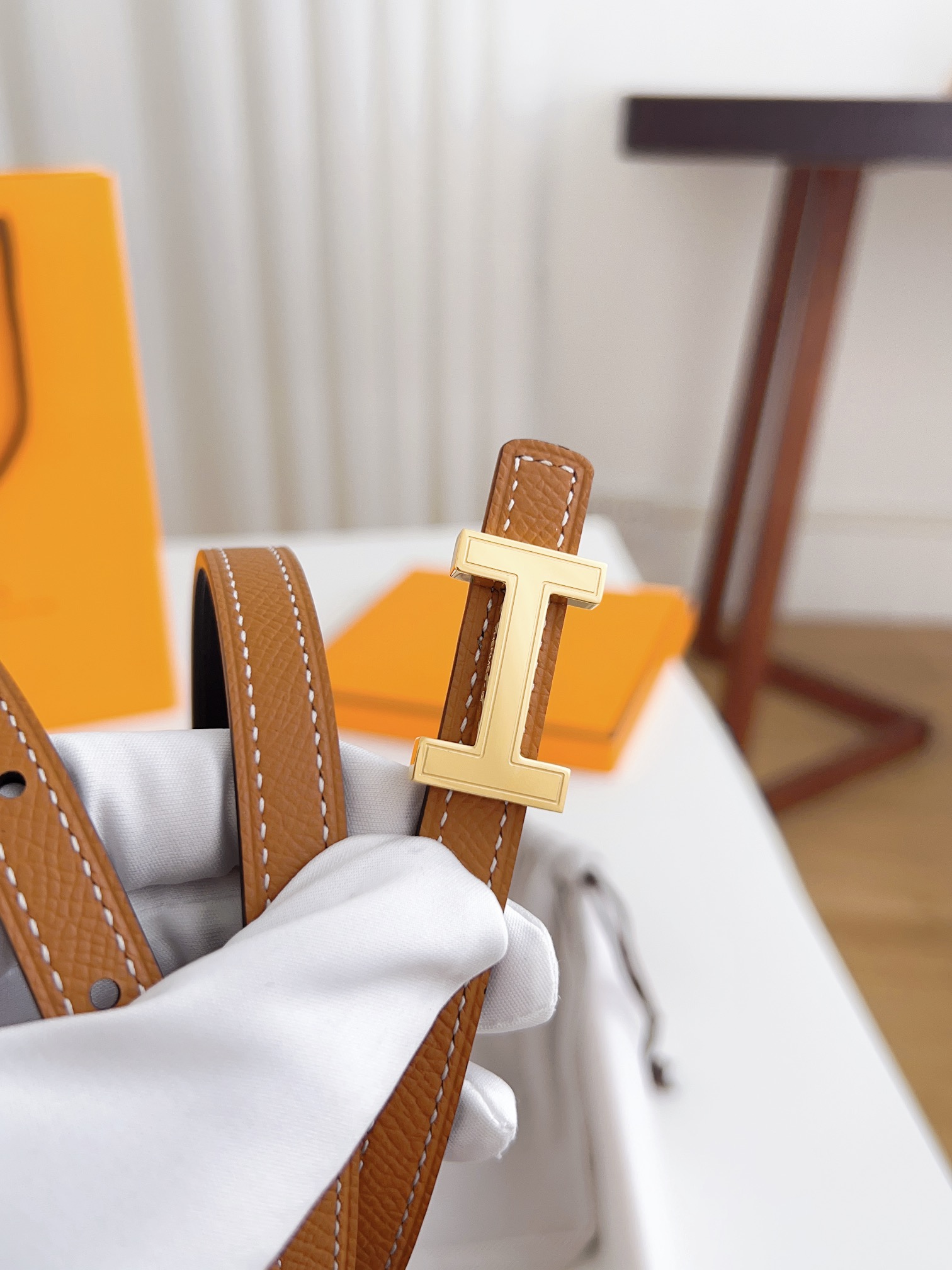 Hermès Female Basic Belt Cow Leather Silver 110cm-m