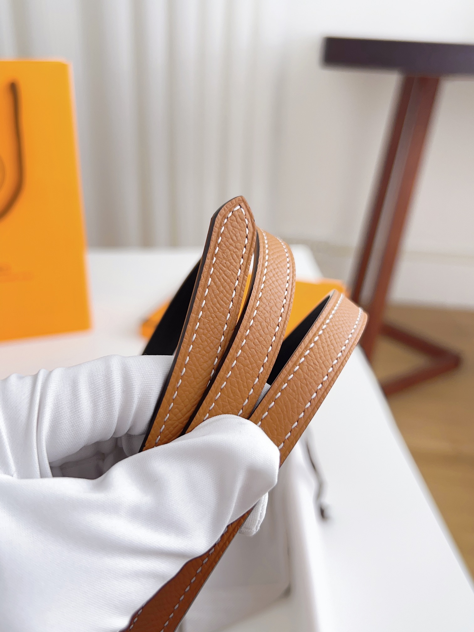 Hermès Female Basic Belt Cow Leather Silver 110cm-m