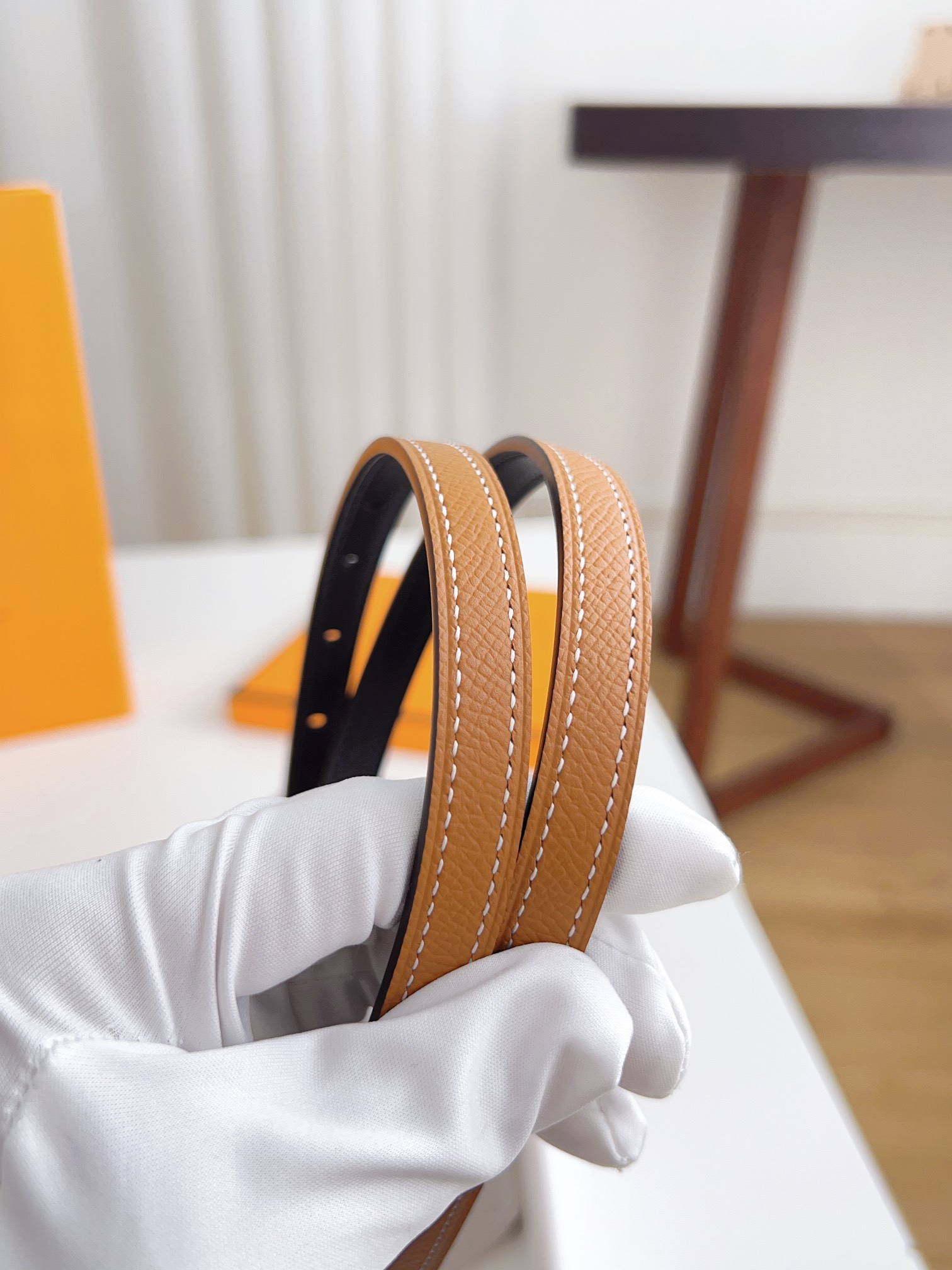 Hermès Female Basic Belt Cow Leather Silver 110cm-m