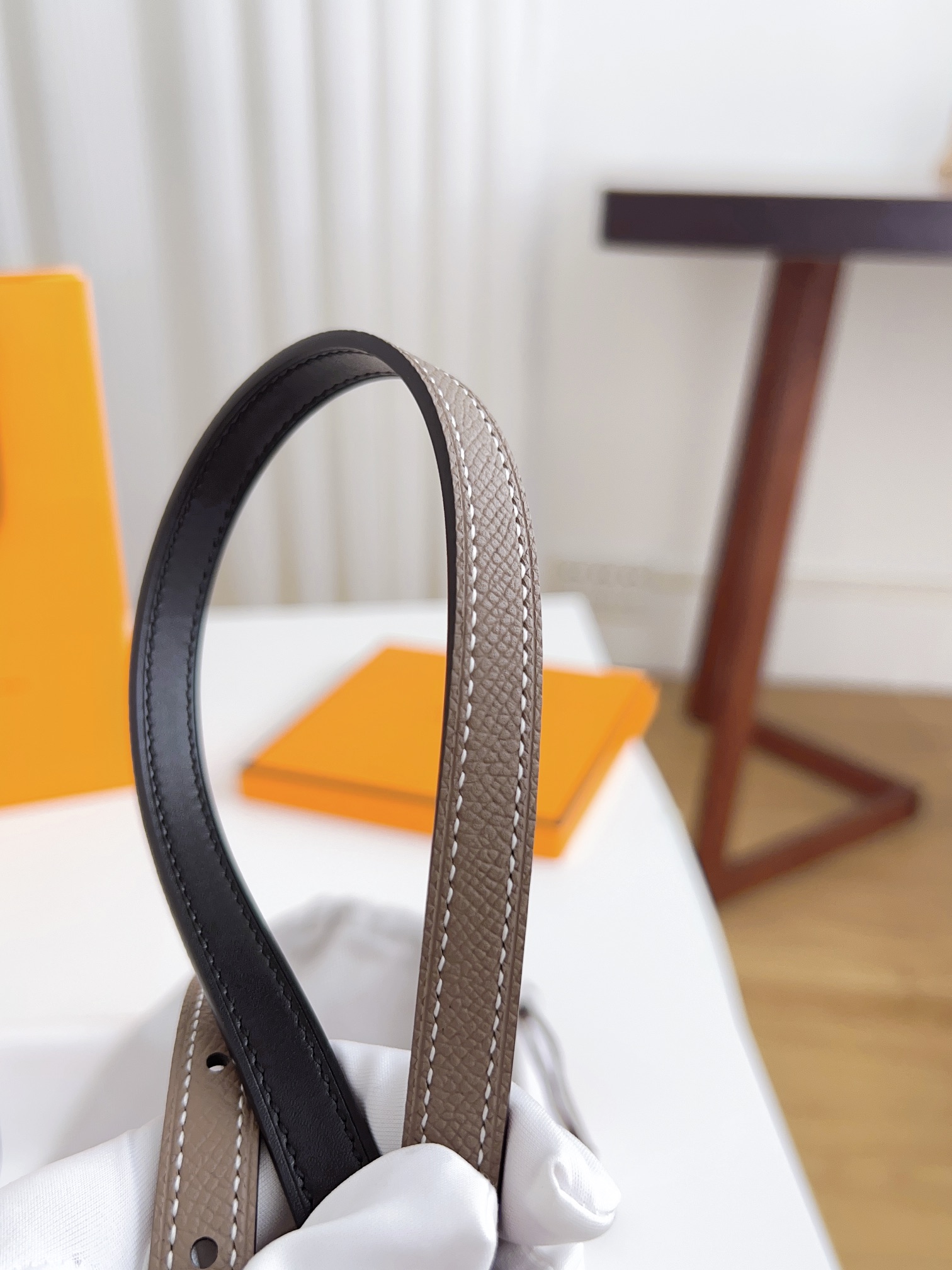 Hermès Female Basic Belt Cow Leather Silver 110cm-m