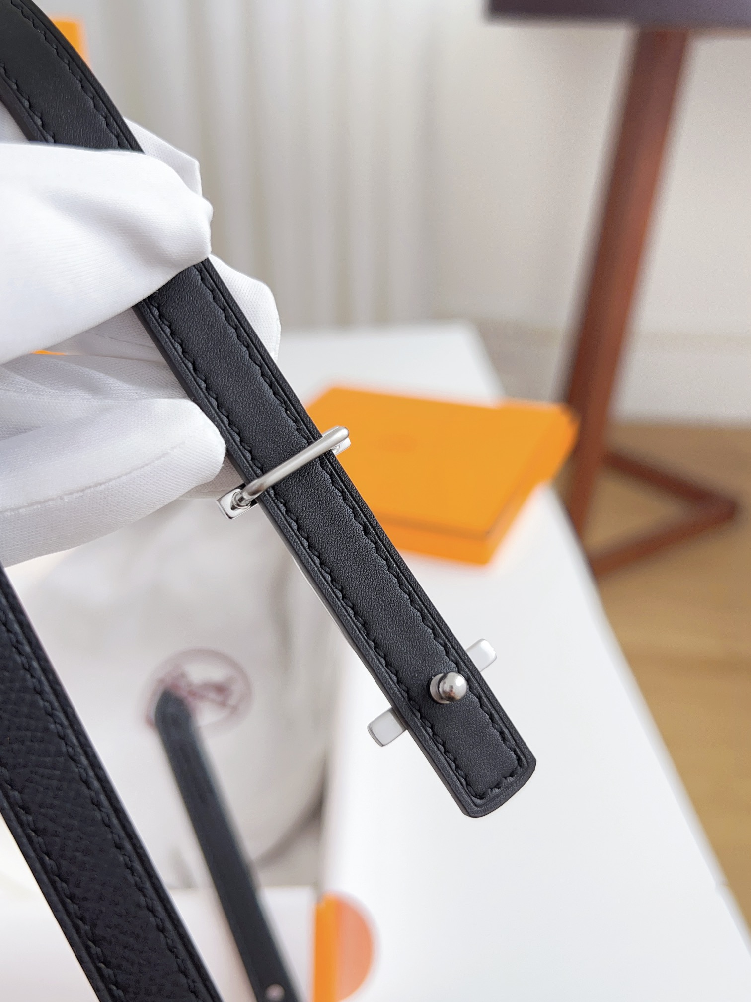 Hermès Female Basic Belt Cow Leather Silver 110cm-m