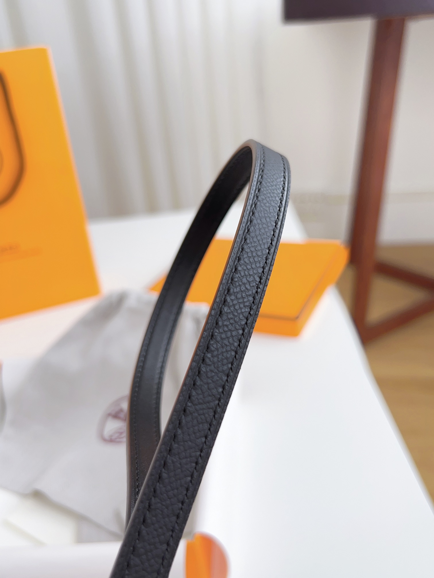 Hermès Female Basic Belt Cow Leather Silver 110cm-m