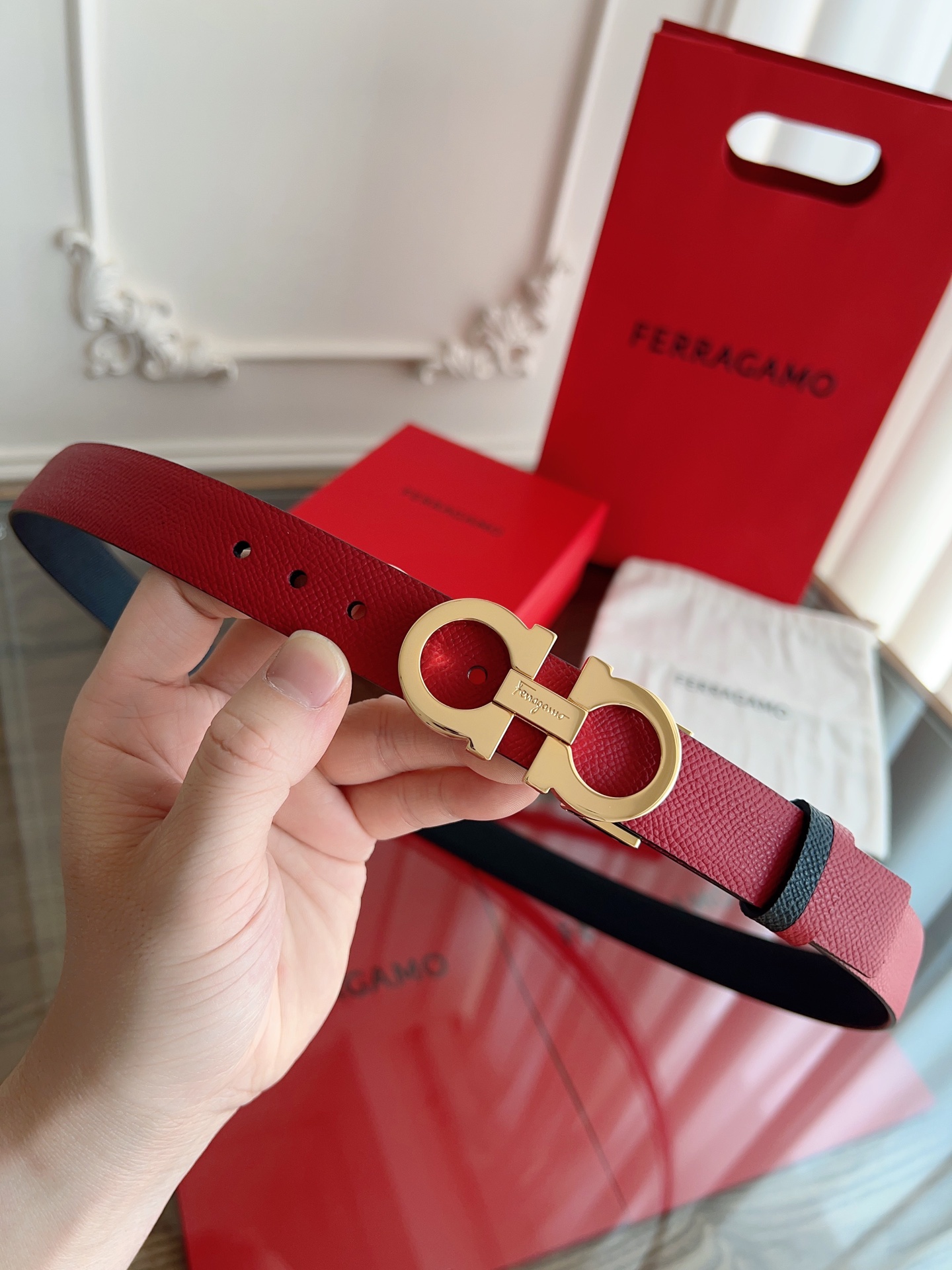 Salvatore Ferragamo Female Leather Belt Top Grain Leather M