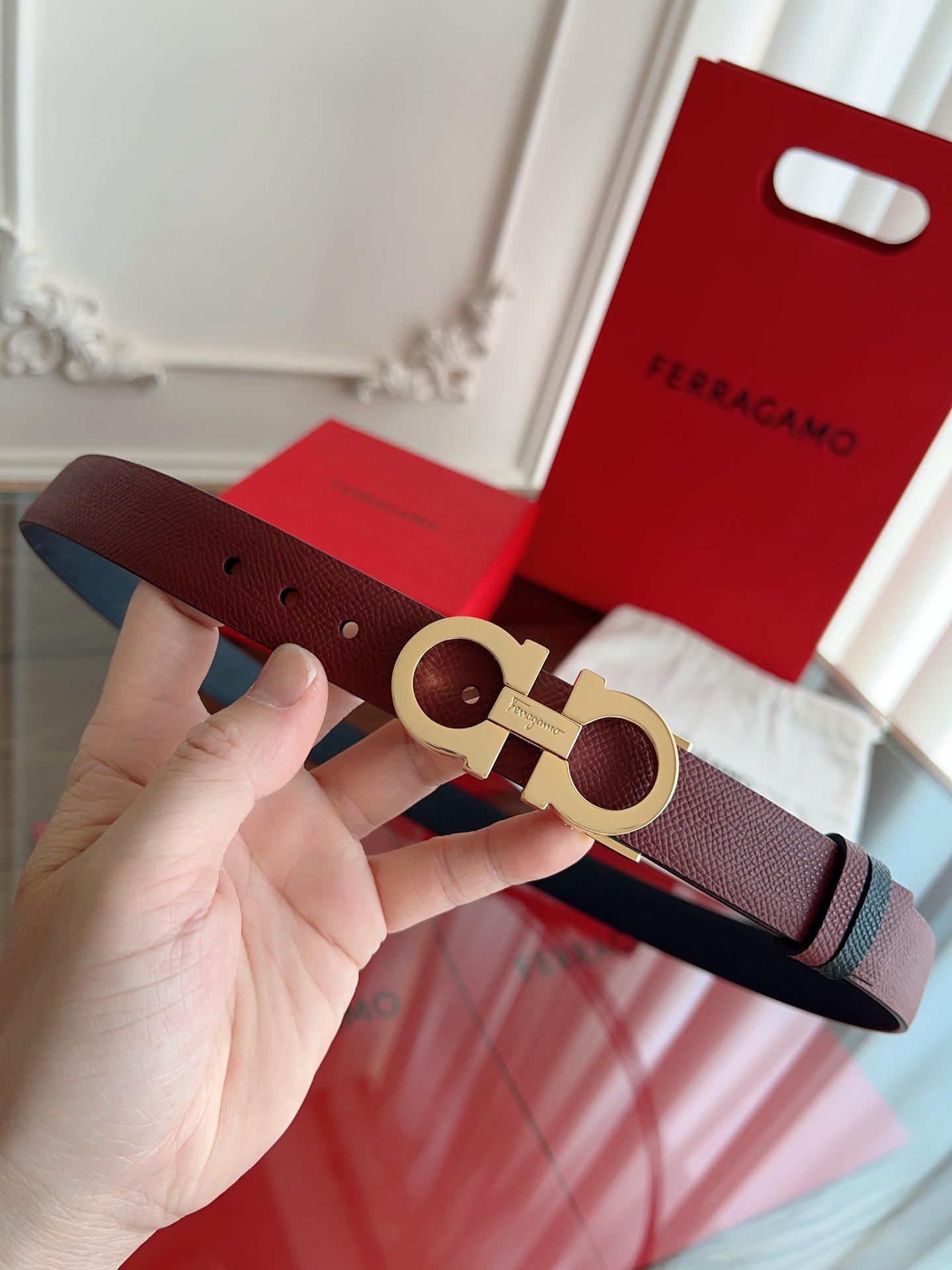 Salvatore Ferragamo Female Leather Belt Top Grain Leather M