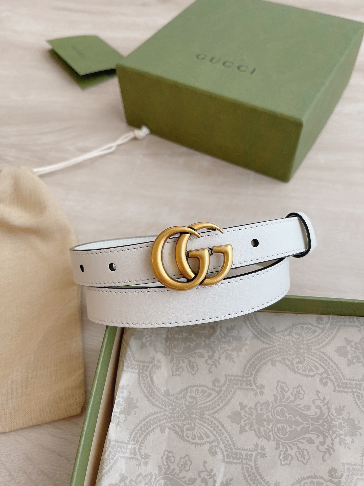 Gucci Female Basic Belt Cow Leather White M