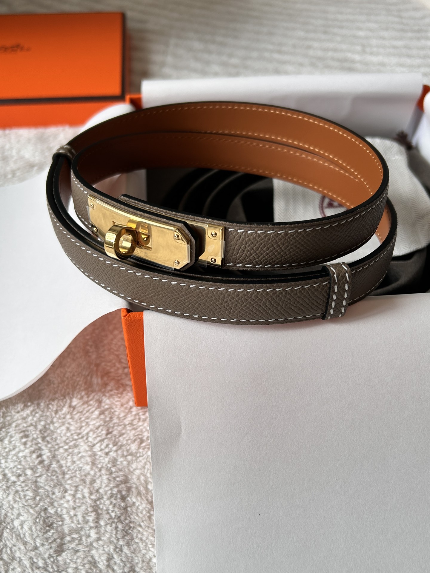 Hermès Female Leather Belt Cow Leather S-m-l