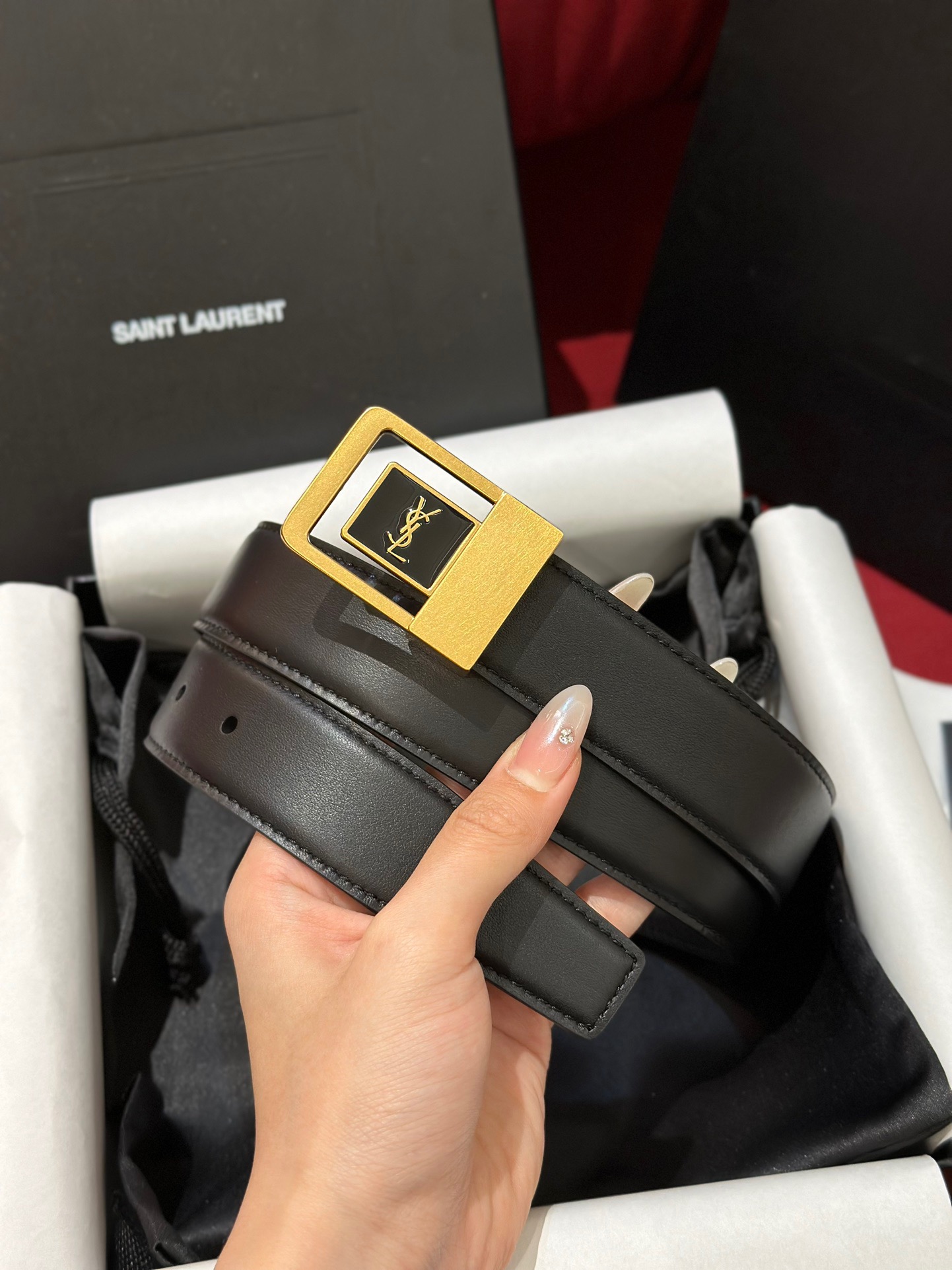 Saint Laurent Female Basic Belt Cow Leather S-m-l