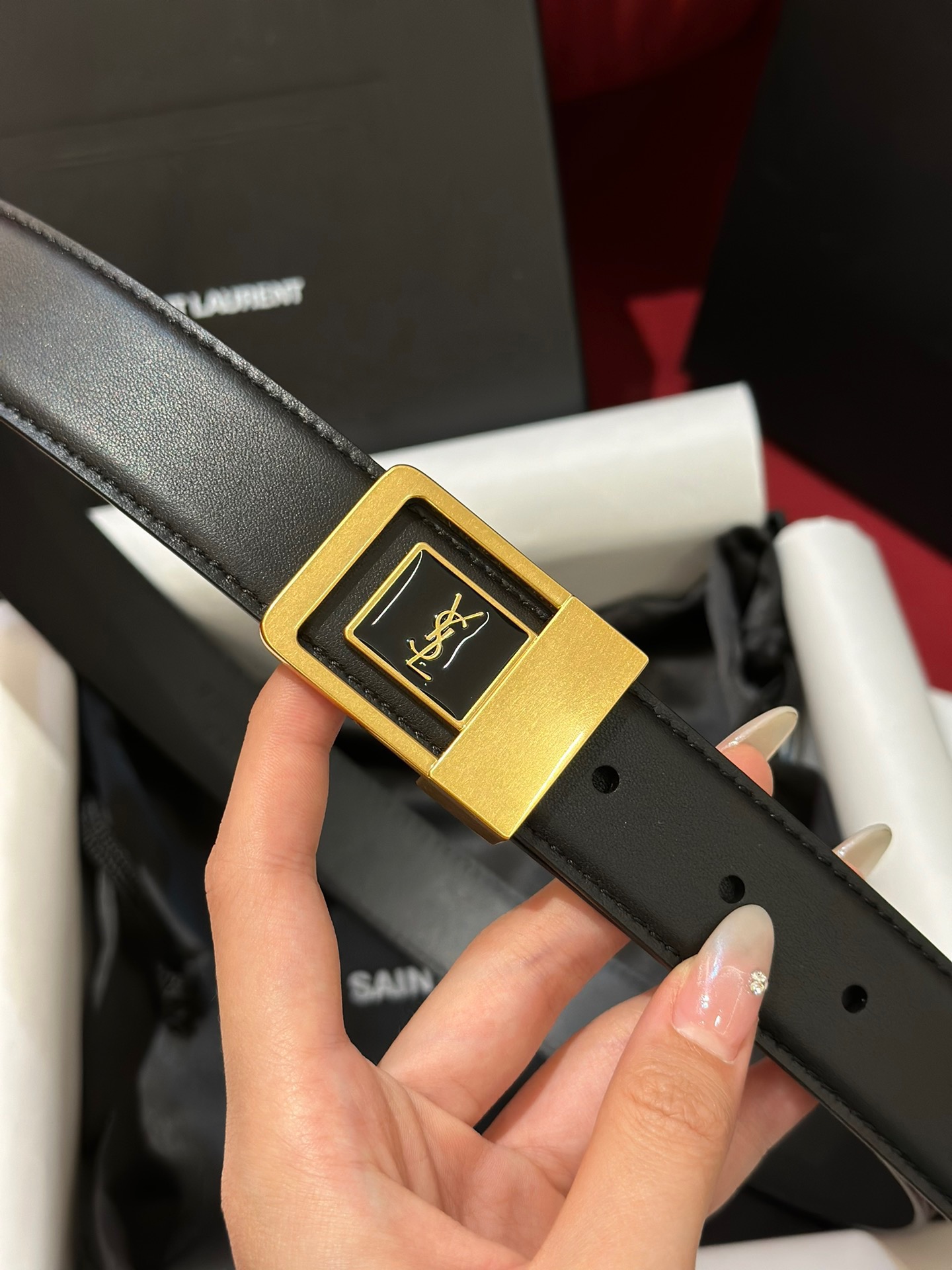 Saint Laurent Female Basic Belt Cow Leather S-m-l