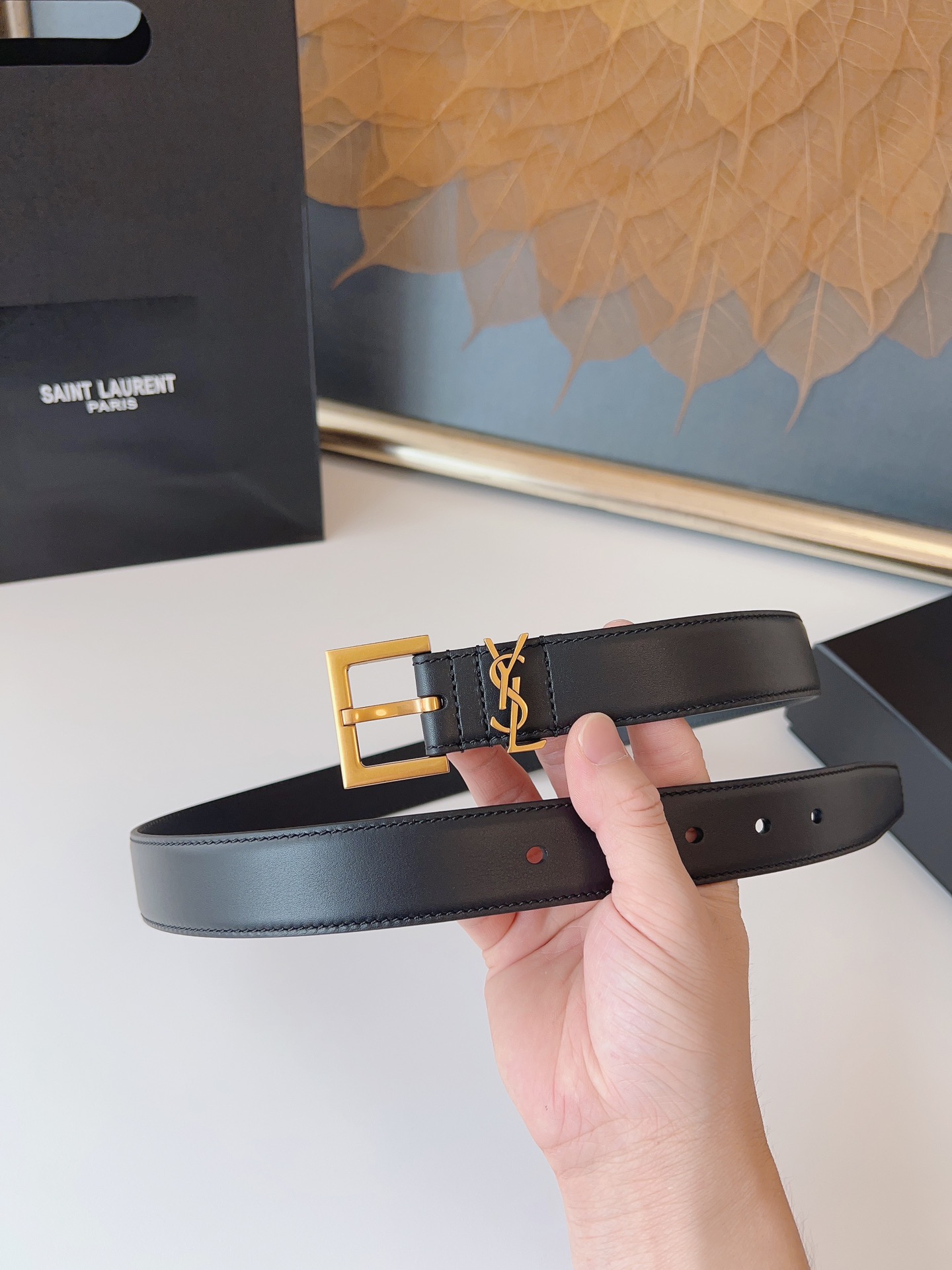 Saint Laurent Female Leather Belt Cow Leather S-m-l