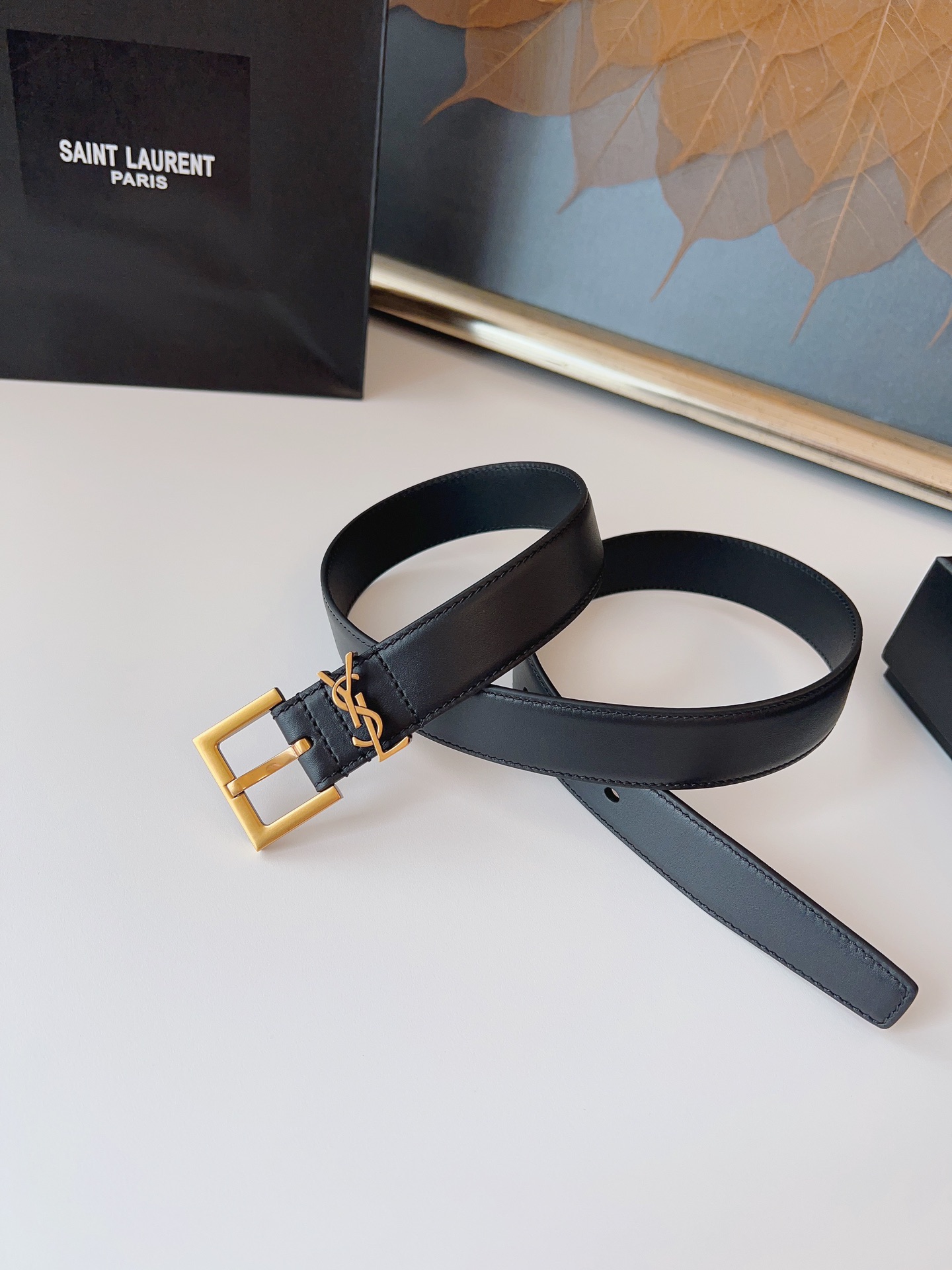 Saint Laurent Female Leather Belt Cow Leather S-m-l