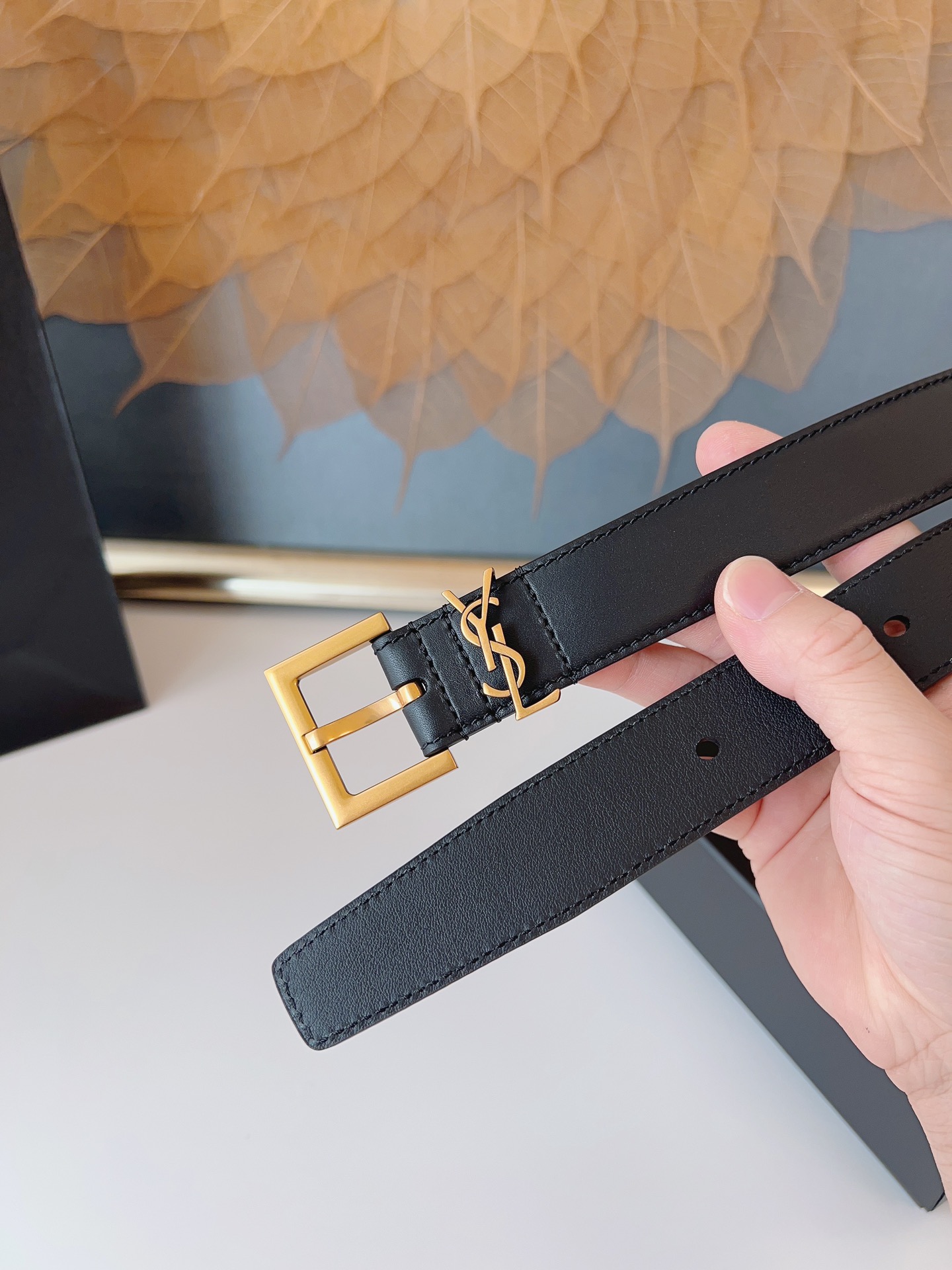 Saint Laurent Female Leather Belt Cow Leather S-m-l