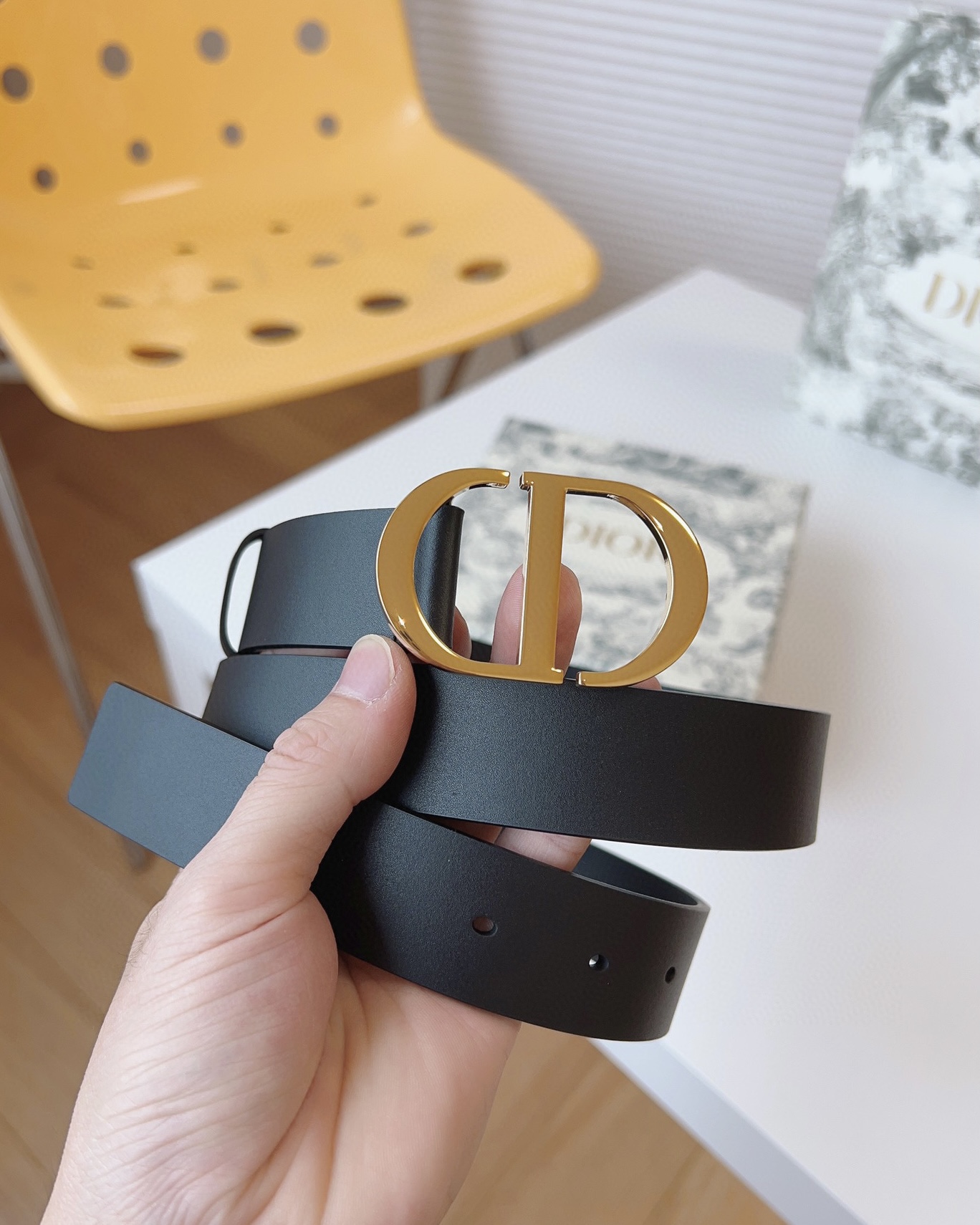 Dior Female Leather Belt Gold M