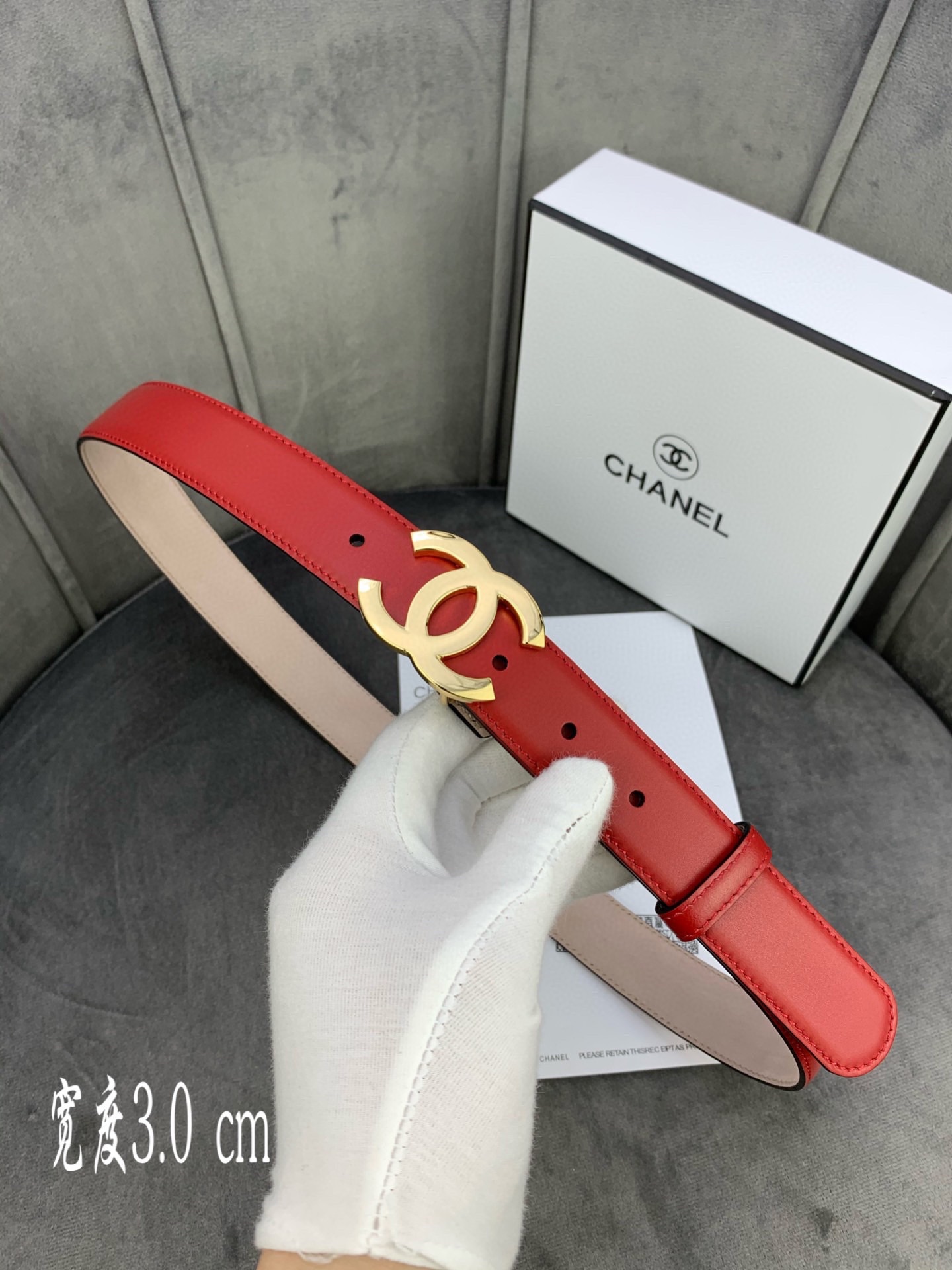 Chanel Female Leather Belt Cow Leather Silver M-l