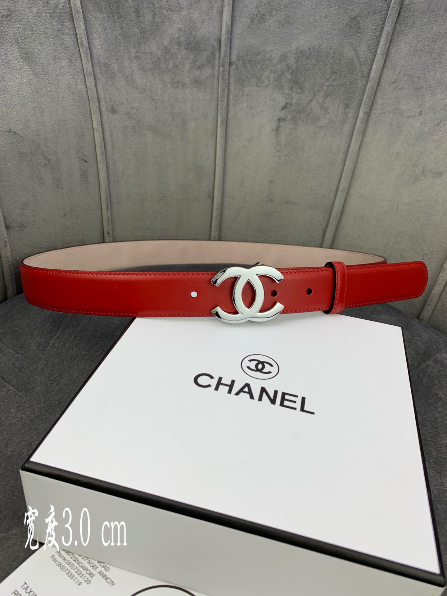 Chanel Female Leather Belt Cow Leather Silver M-l