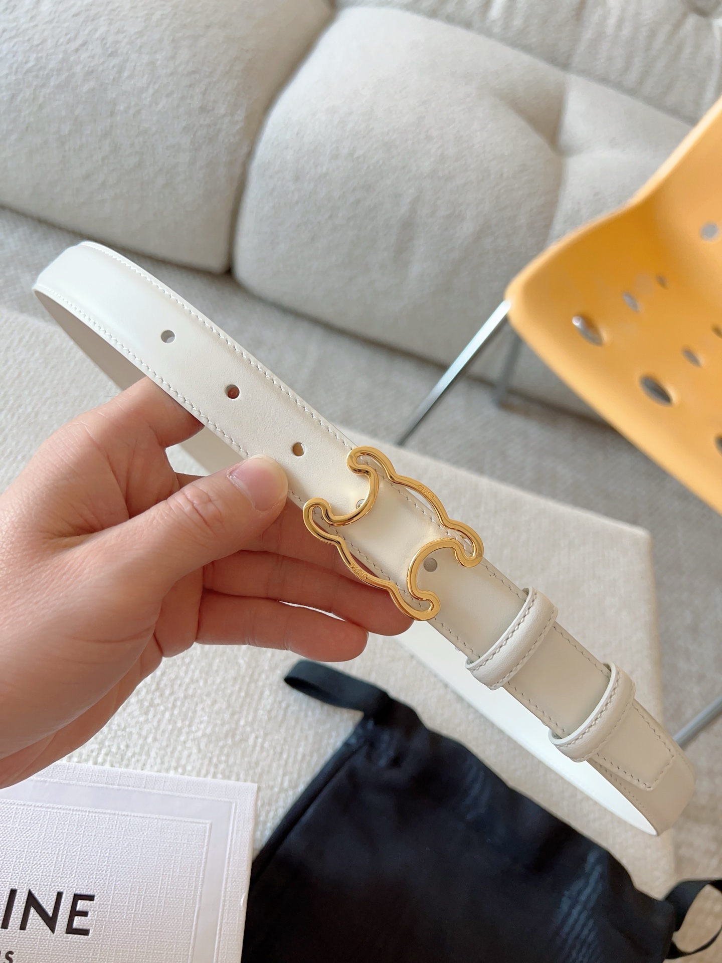 Celine Female Leather Belt Cow Leather Gold 25mm-m-l