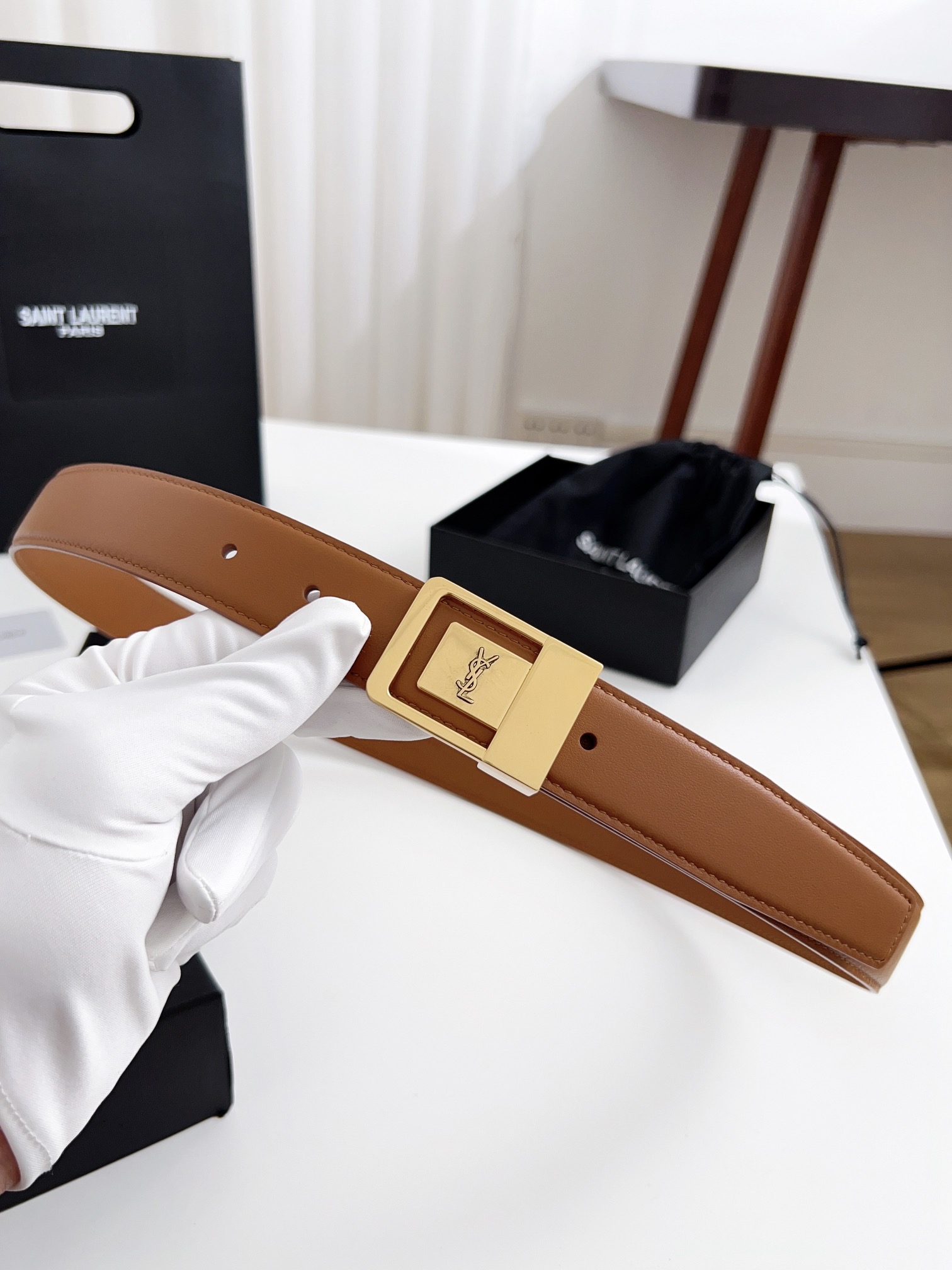 Saint Laurent Female Basic Belt Cow Leather