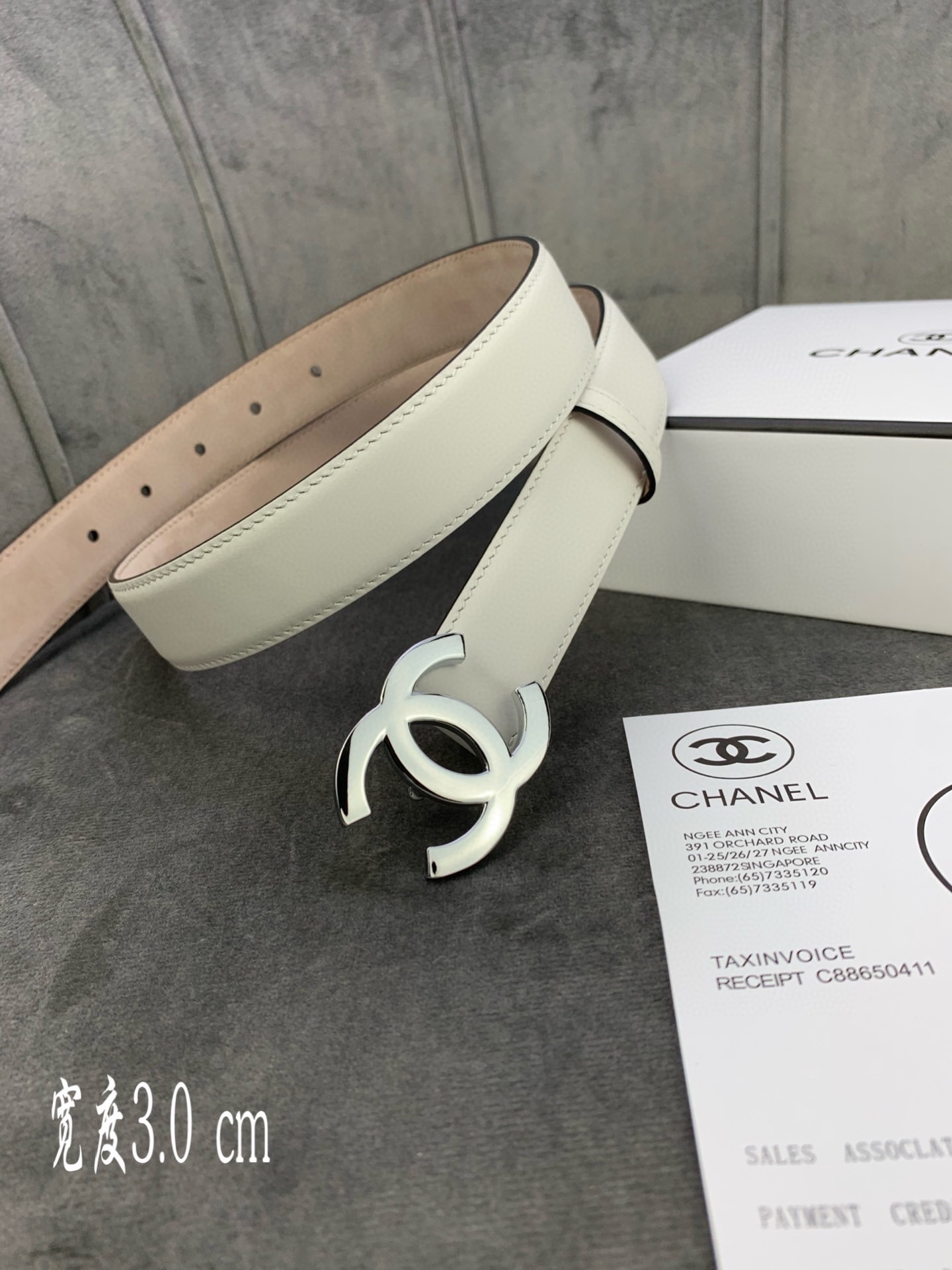Chanel Female Leather Belt Cow Leather Silver M-l