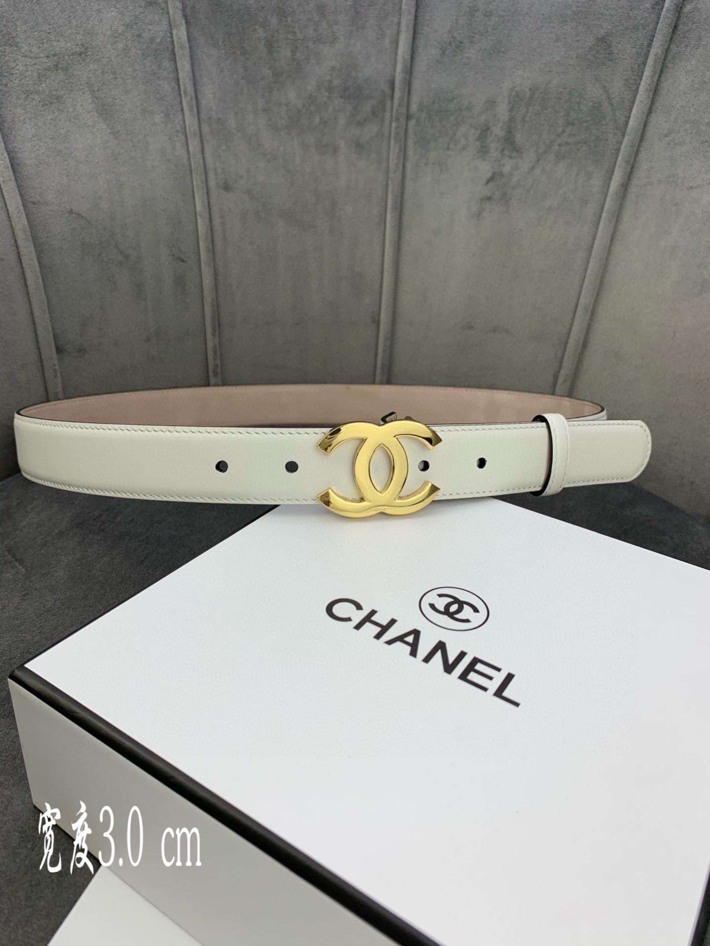Chanel Female Leather Belt Cow Leather Silver M-l